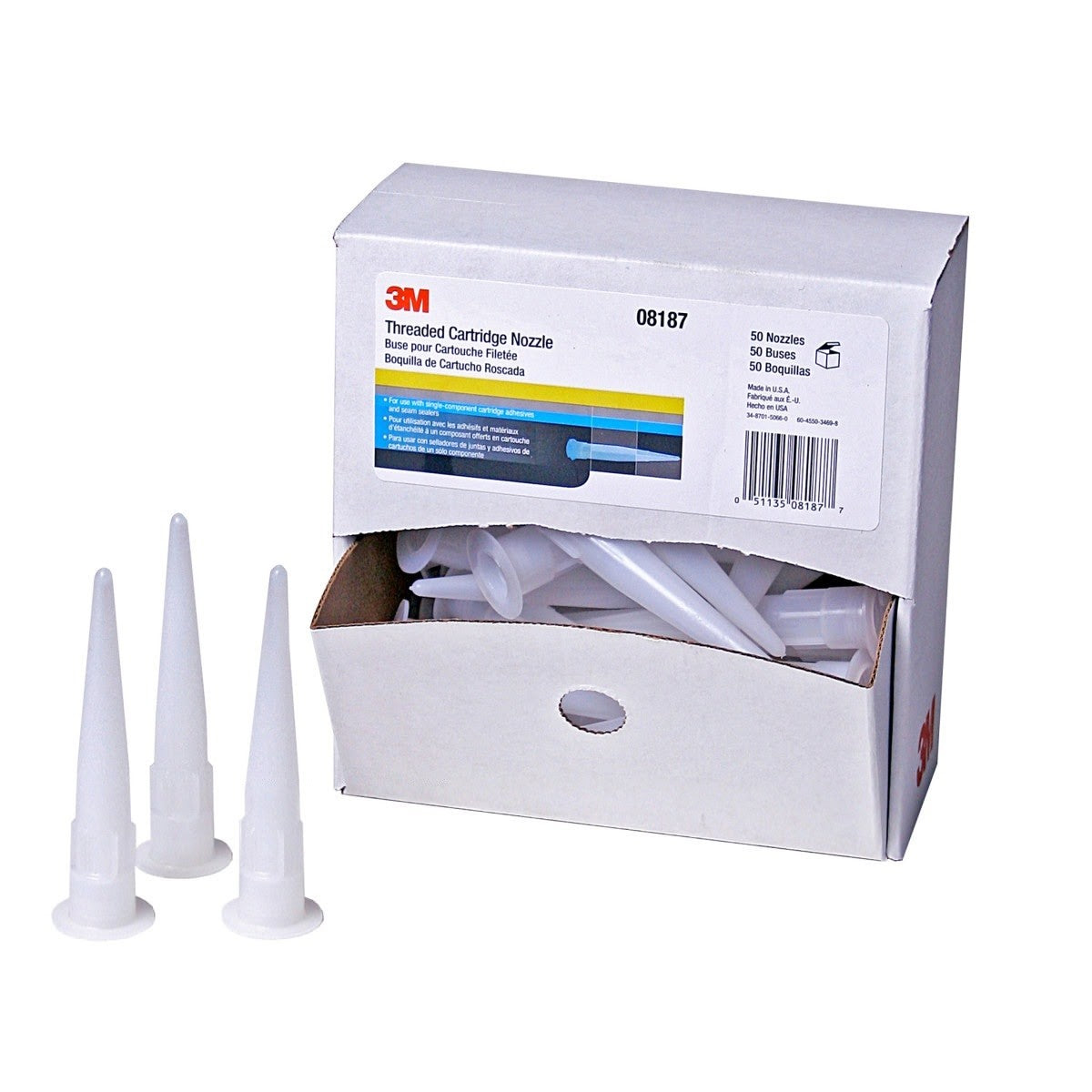 3M 08187 Threaded Cartridge Nozzle (7010328467) (50 Pack)