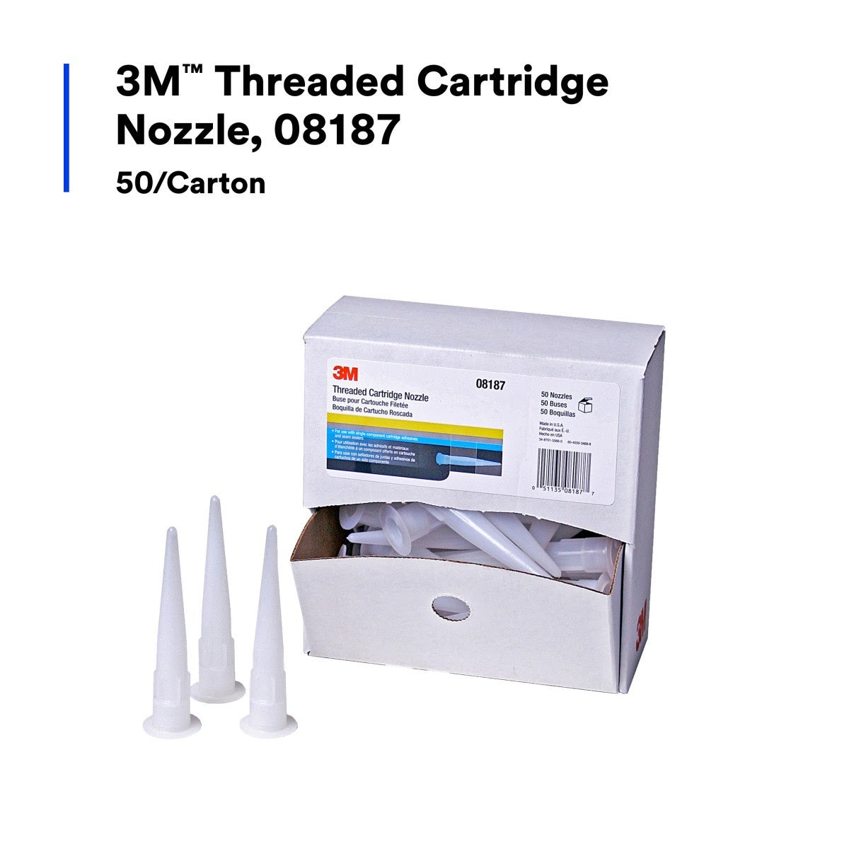 3M 08187 Threaded Cartridge Nozzle (7010328467) (50 Pack) - 2