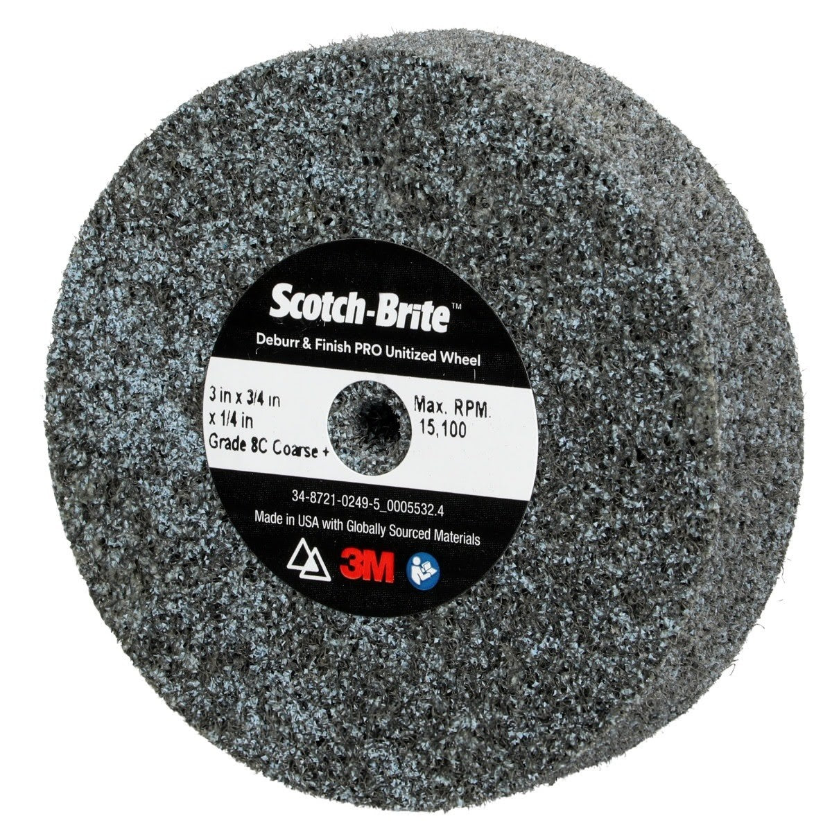 3M DP-UW Scotch-Brite Deburr & Finish PRO Unitized Wheel, 8C Coarse+, 3 in x 3/4 in x 1/4 in (7010329496) (20 Pack) - 2