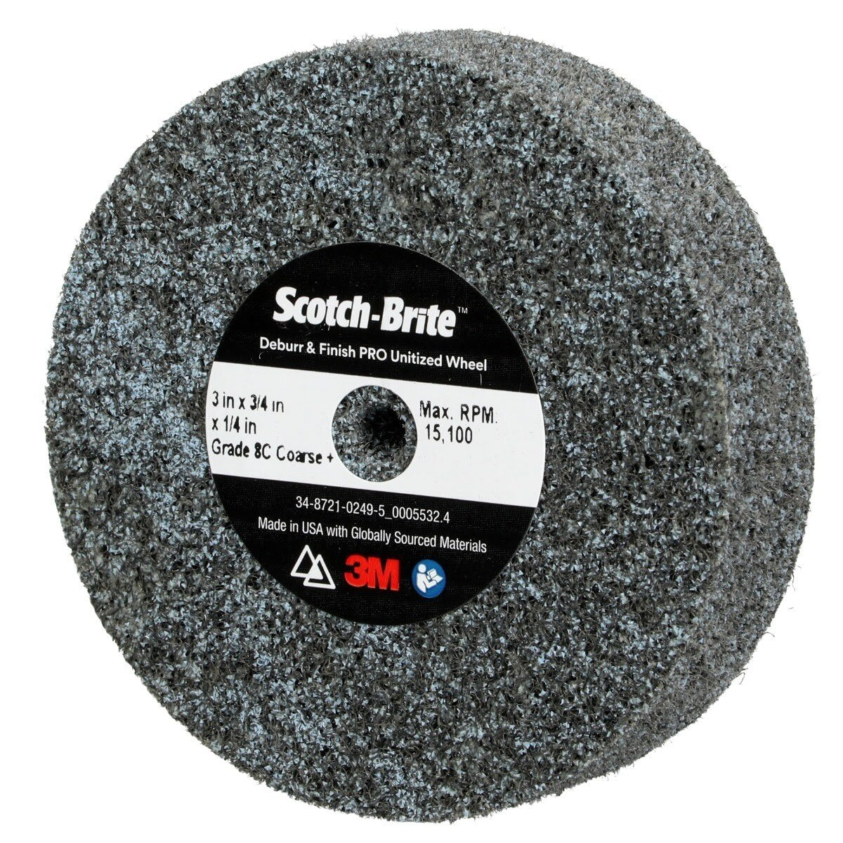 3M DP-UW Scotch-Brite Deburr & Finish PRO Unitized Wheel, 8C Coarse+, 3 in x 3/4 in x 1/4 in (7010329496) (20 Pack) - 2