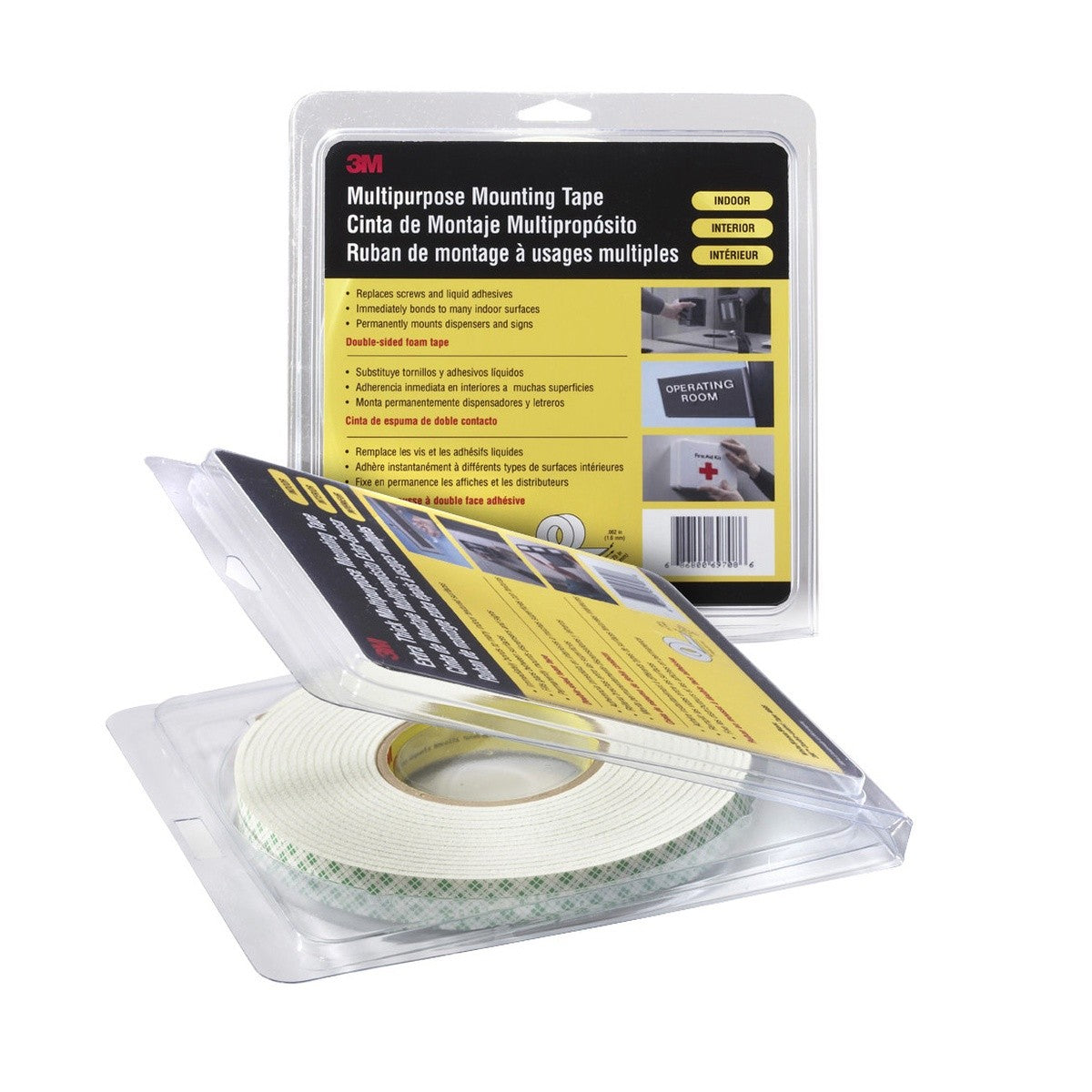 3M 4016 Double Coated Urethane Foam Tape, Off White, 1 in x 36 yd, 62 mil, Retail Pack (7010334404) (9 Pack) - 4