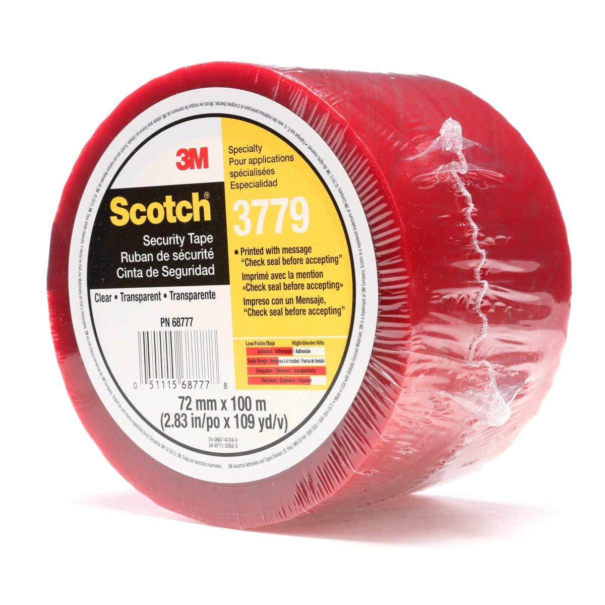 3M 3779 Scotch Security Message Box Sealing Tape, Clear, 72 mm x 100 m, Individually Wrapped Conveniently Packaged (7010335124) (24 Pack)