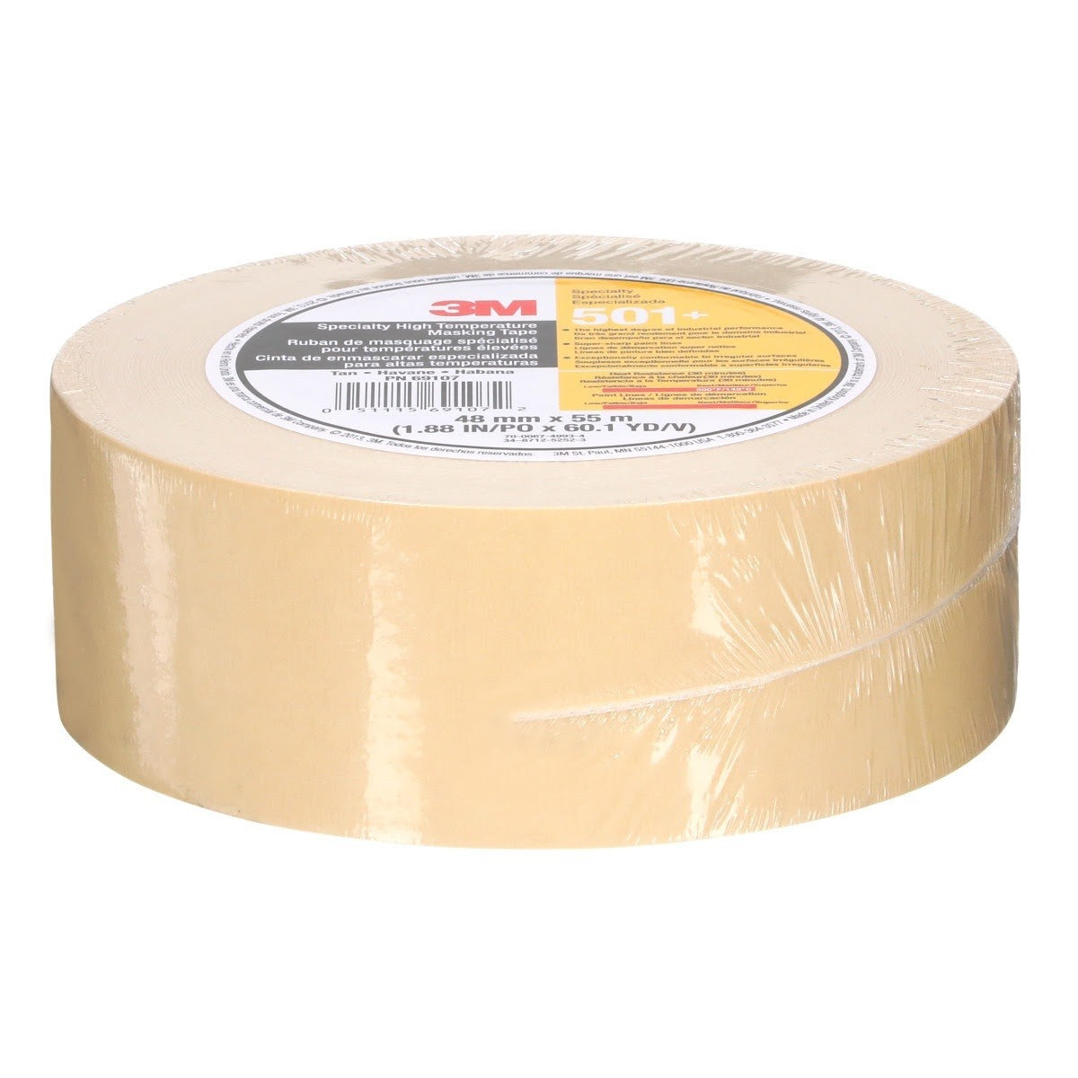 3M 501+ Specialty High Temperature Masking Tape, Tan, 48 mm x 55 m (7010335156) (24 Pack) - 10