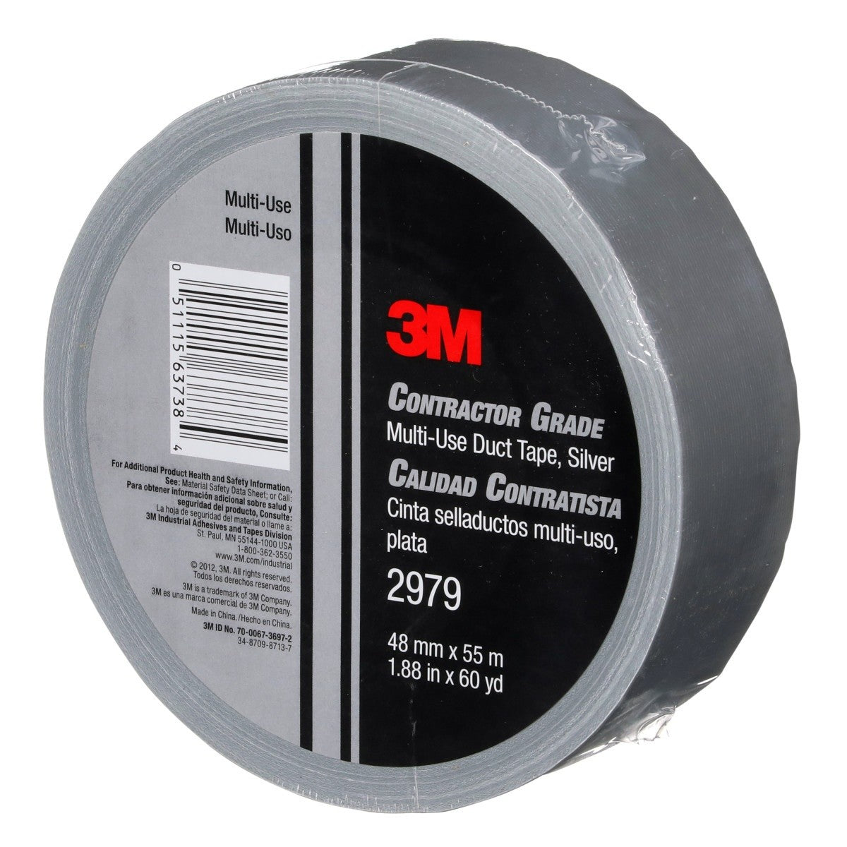 3M 2979 Contractor Grade Multi-Use Duct Tape, Silver, 1.88 in x 60 yd (7010335692) (24 Pack) - 7