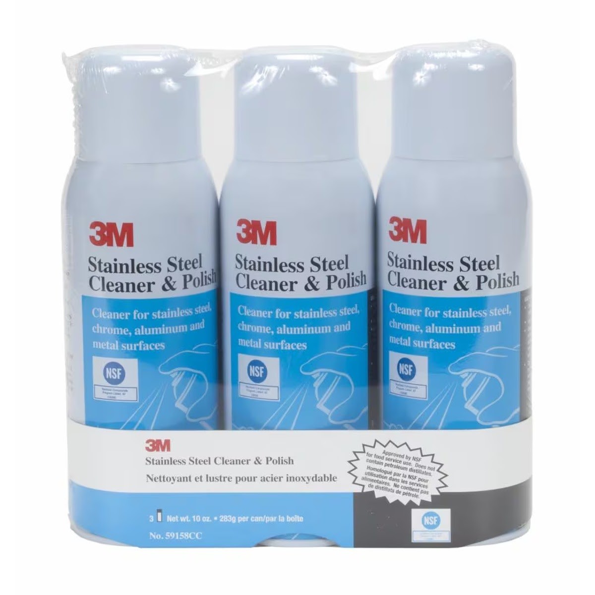3M Stainless Steel Cleaner and Polish, 10 Oz Aerosol Foam for Stainless Steel Chrome Laminated Plastic Aluminum (59158CC) (7010340387) (12 Pack)