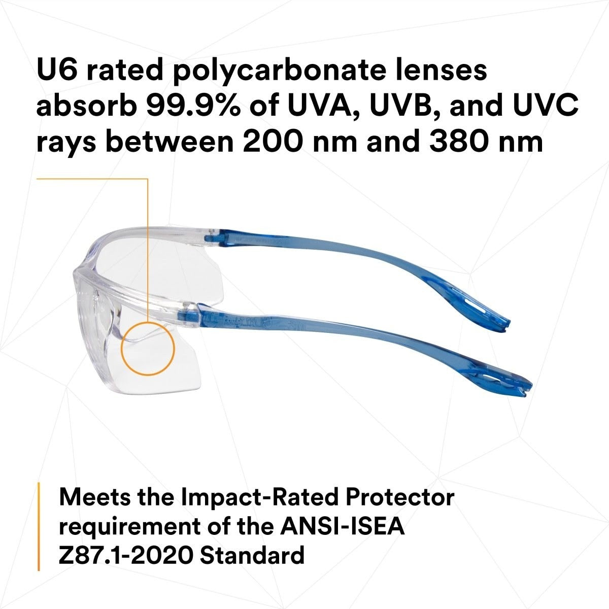 3M 11796-00000-20 Virtua Sport CCS Safety Glasses Clear Anti Fog Anti Scratch Clear Lens Blue Frame Cord Control System (7010340677) (20 Pack) - 8