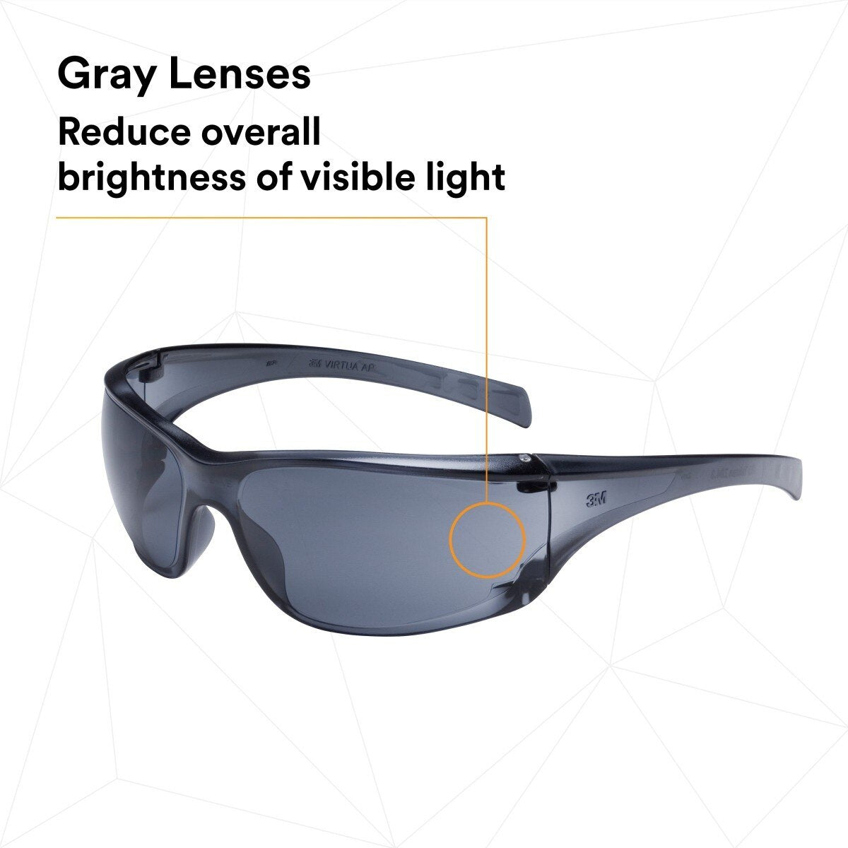 3M 11848-00000-20 Virtua AP Safety Glasses, Anti-Fog Anti-Scratch, Gray Lens, Gray Frame (7010342193) (1 Pair) (20 Pack) - 5