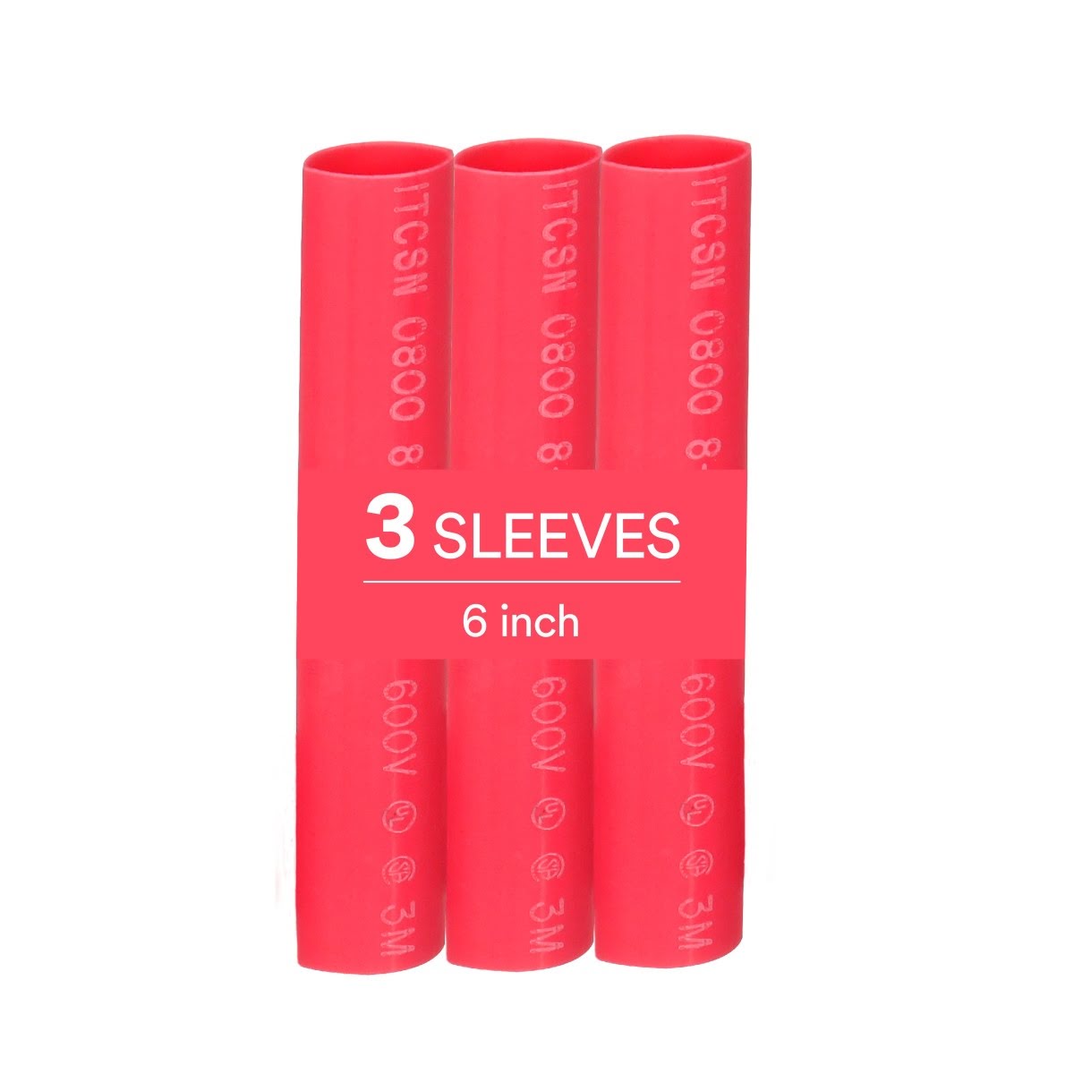 3M Heat Shrink Heavy Wall Cable Sleeve ITCSN-0800, Adhesive Lined Polyolefin, Red, 0.8 in ID, 6 in, 3 Sleeves per Pack (IT0.800RD6P) (7010350257) (12 Pack) - 6
