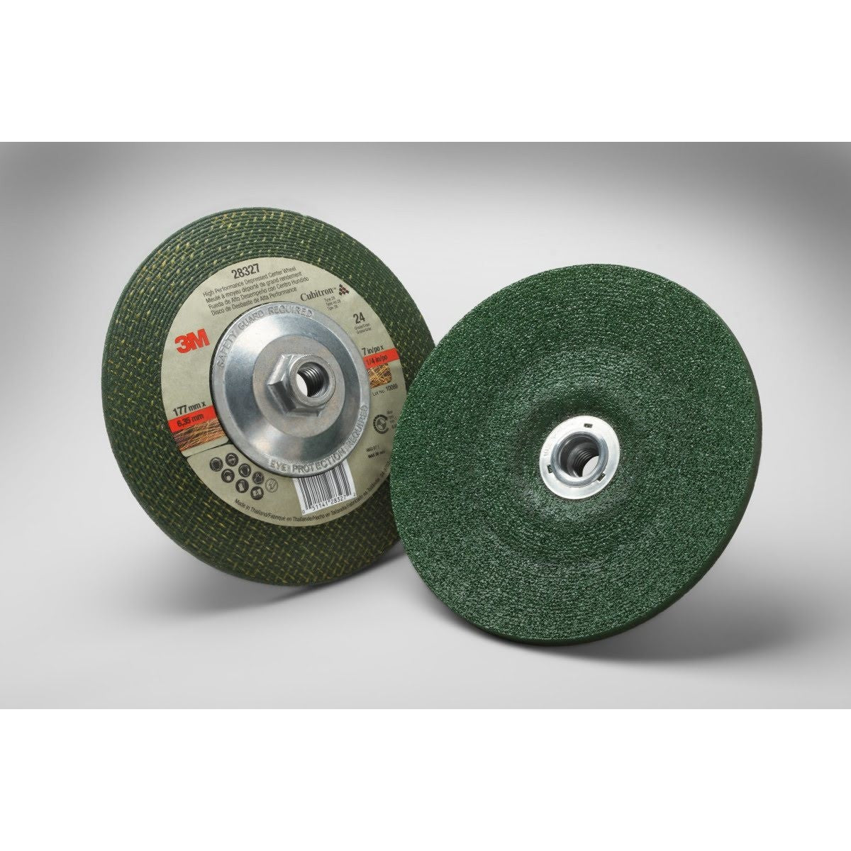 3M 55961 Green Corps Depressed Center Grinding Wheel T27, Ceramic, 36 Grit, Green, 4-1/2 in x 1/4 in, 5/8-11 Internal Thread, 13300 RPM (7010359976) (10 Pack) - 2