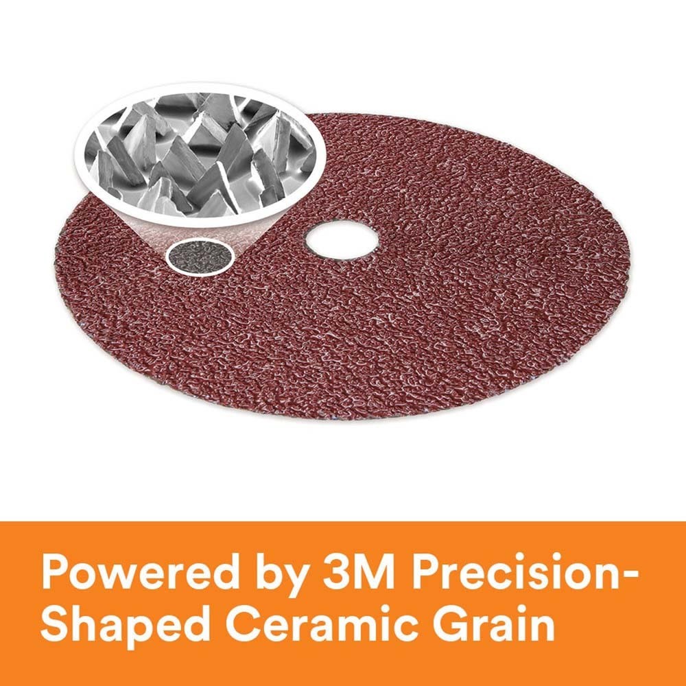 3M 982C Cubitron II Fibre Disc GL Quick Change, 7 in, 80+ Precision Shaped Ceramic Grain (7010362306) (25 Pack) - 2