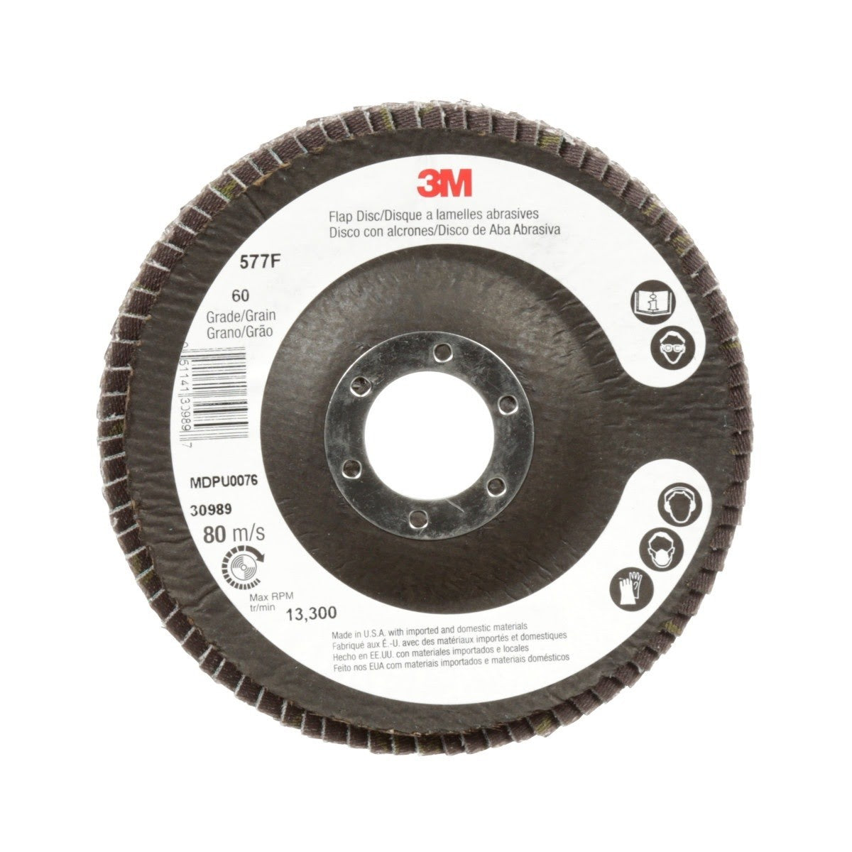 3M 577F Flap Disc, 36, T27, 4-1/2 in x 7/8 in (7010363142) (10 Pack) - 2