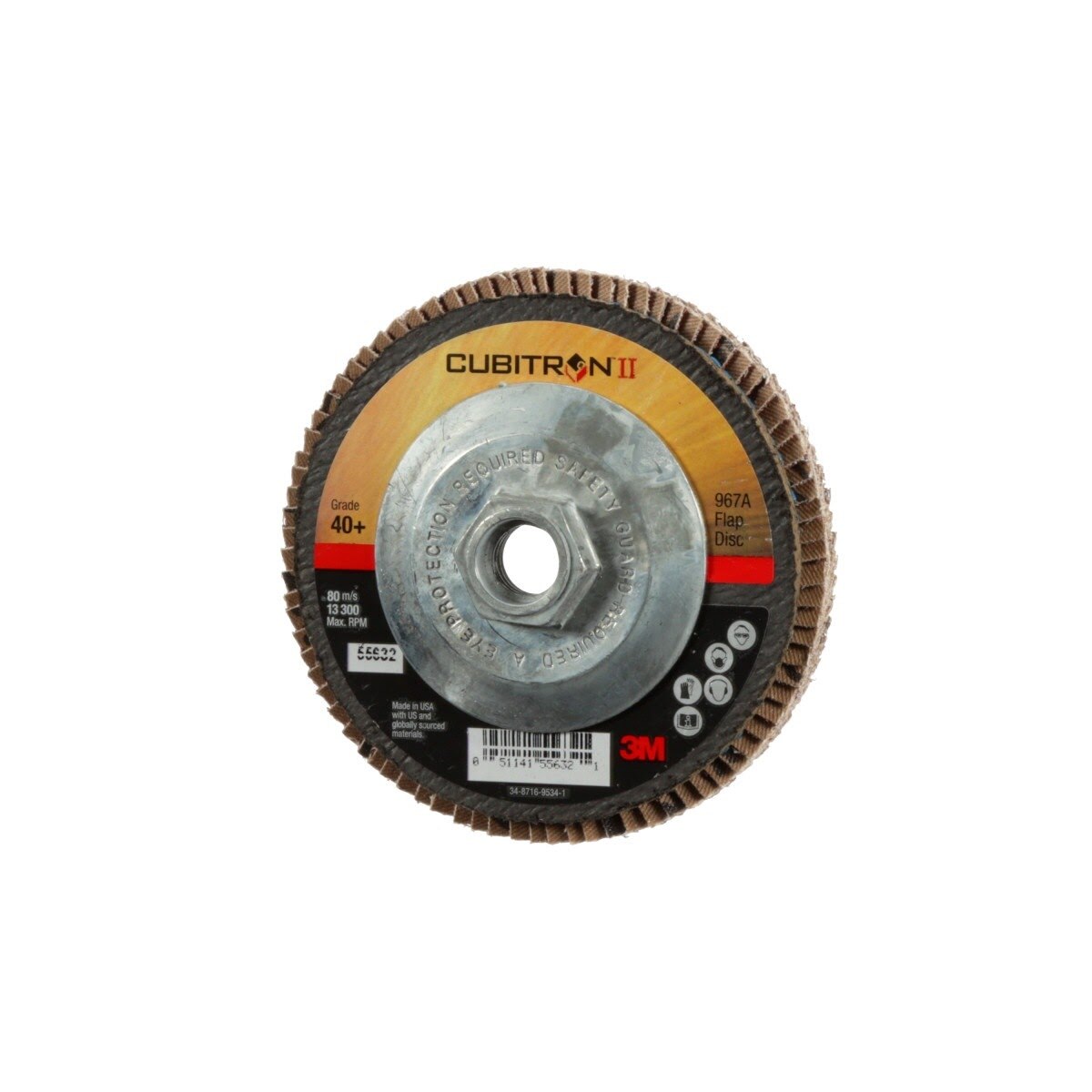 3M 967A Cubitron II Flap Disc, 40+, T27 Quick Change, 4-1/2 in x 5/8"-11, Giant (7010363301) (10 Pack) - 2