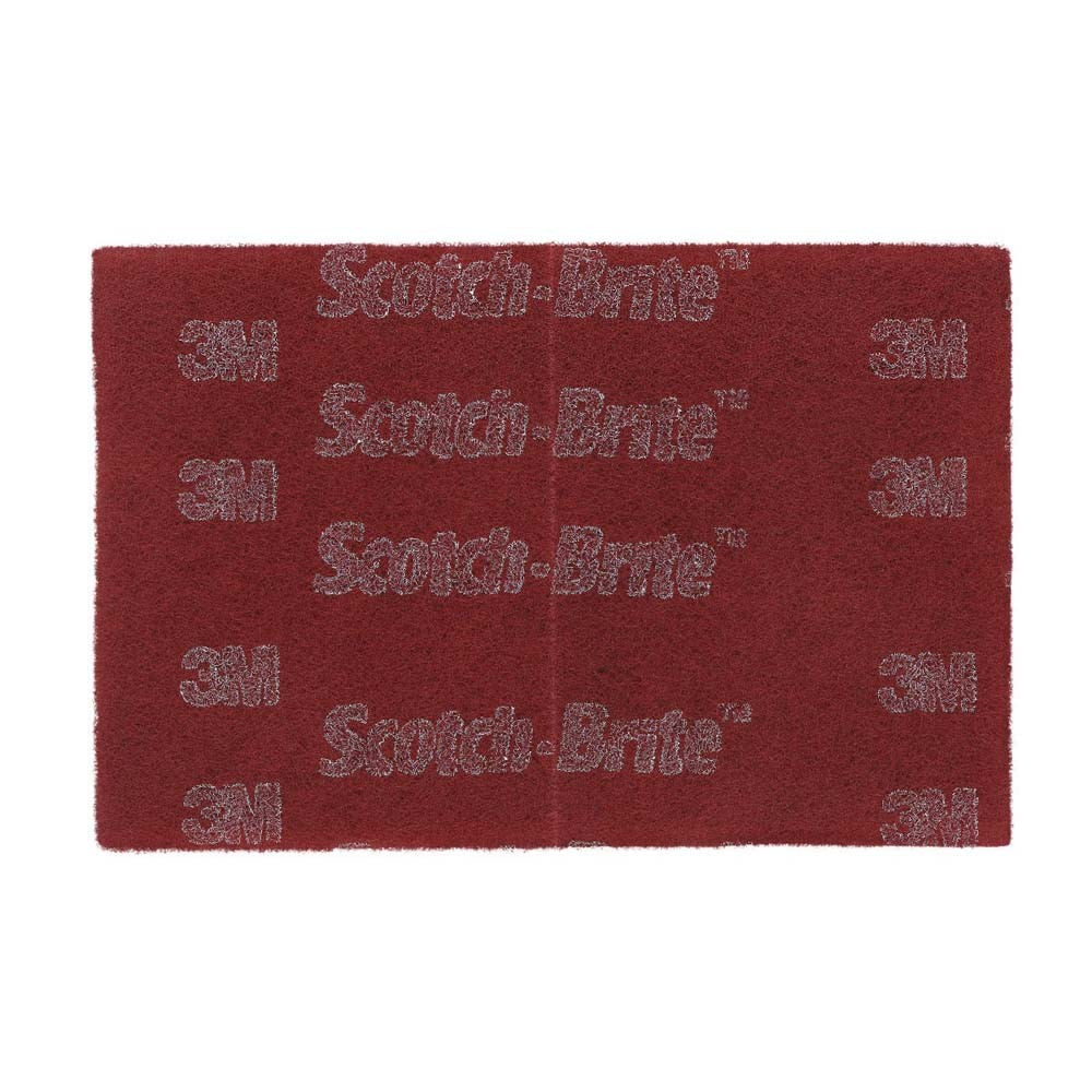 3M PO-HP Scotch-Brite 7447B Pro Hand Pad, Very Fine, 6 in x 9 in, Aluminum Oxide, Maroon, Load-Resistant (7010365700) (60 Pack)