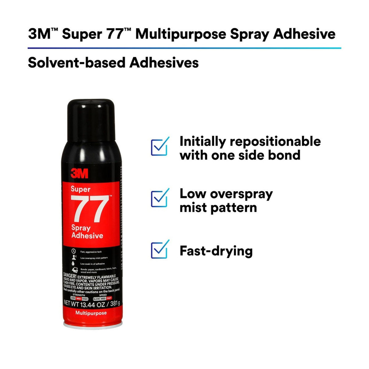 3M 77 Multipurpose Spray Adhesive, Clear, 16 fl oz Can, Net Wt 13.44 oz, bonds Paper Cardboard Fabric Plastic Metal Wood (7010366503) - 6
