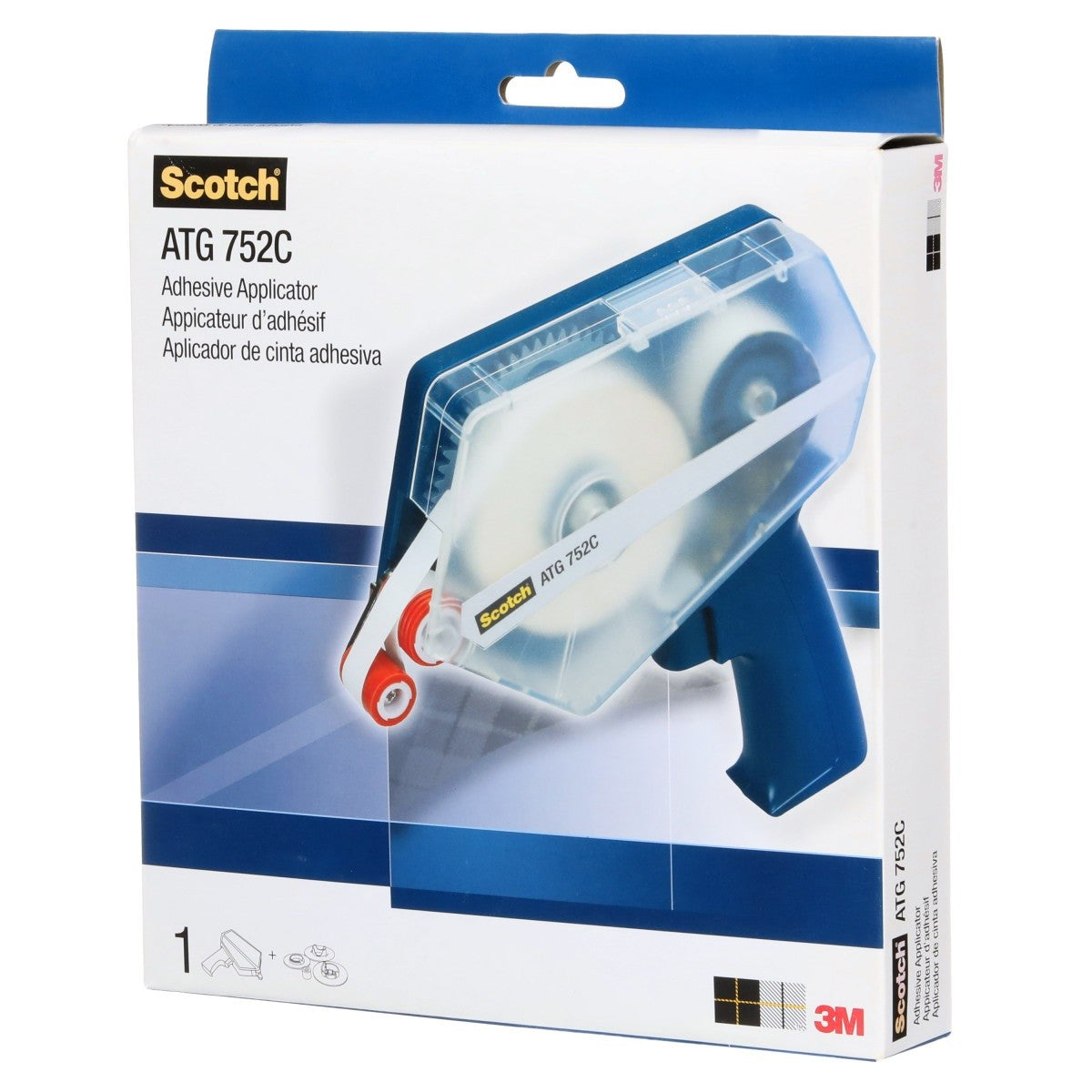 3M ATG 752C Scotch Adhesive Applicator for 1/2 in and 3/4 in Wide Rolls, Blue (752C) (7010374918) (6 Pack) - 6