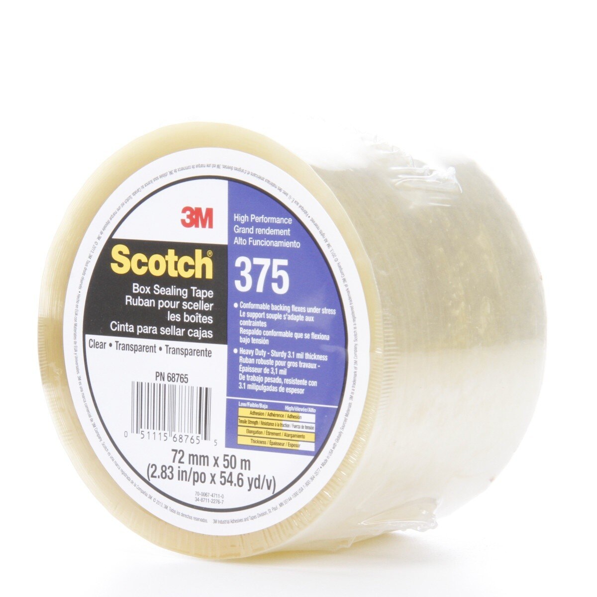 3M 375 Scotch Box Sealing Tape, Clear, 72 mm x 50 m (7010374961) (24 Pack) - 2