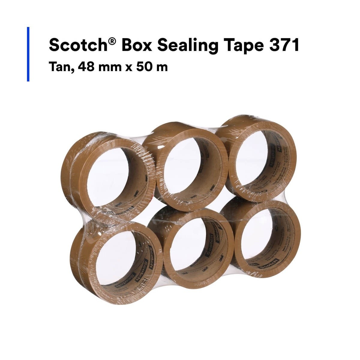 3M 371 Scotch Box Sealing Tape, Tan, 48 mm x 50 m (7010374971) (36 Pack) - 5