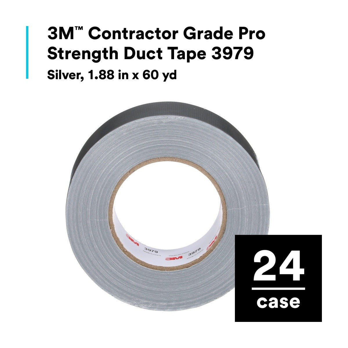 3M Contractor Grade Pro Strength Duct Tape, Silver, 1.88 in x 60 yd (3979) (7010375912) (24 Pack) - 10