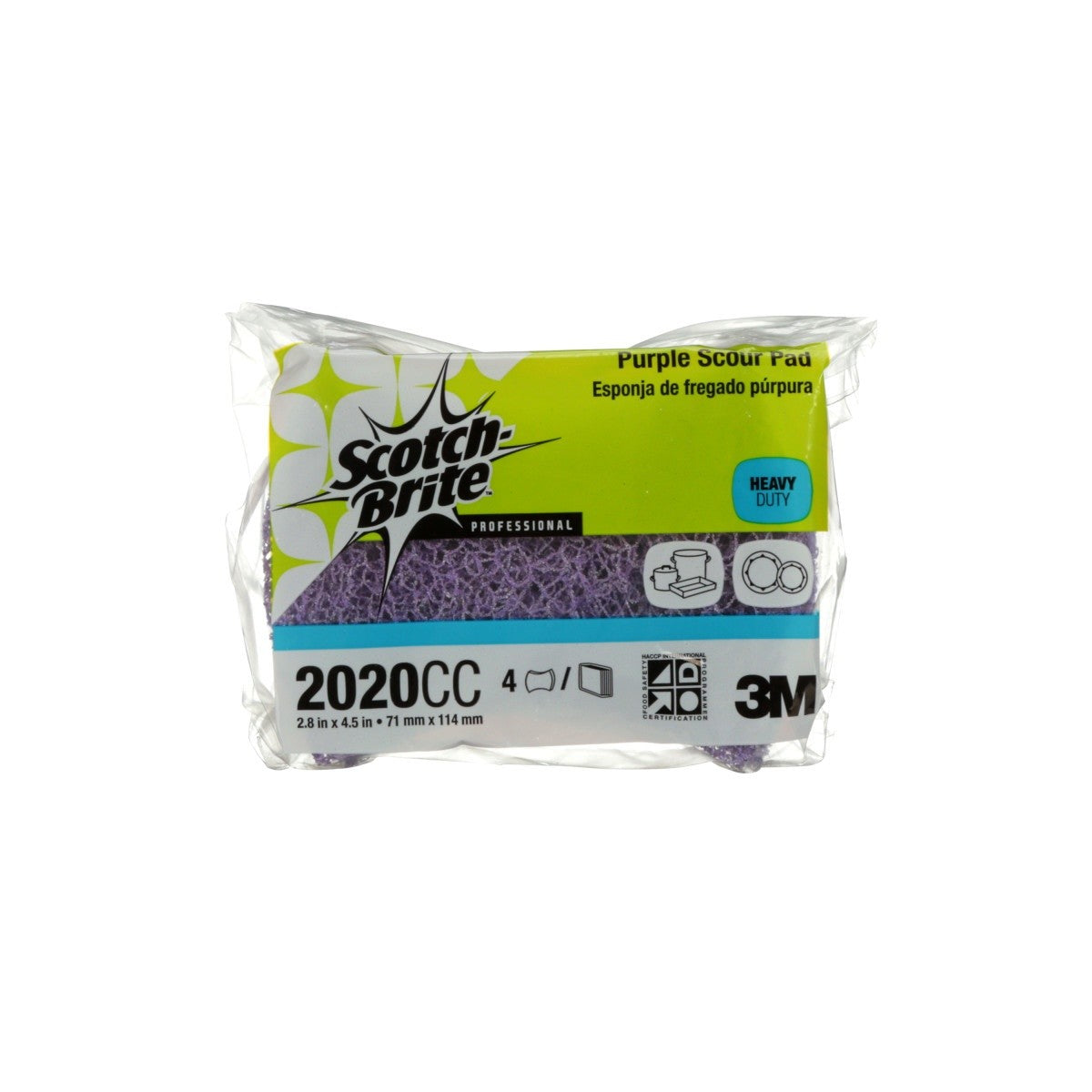 3M Scotch-Brite Purple Scouring Pad, Heavy Duty, Bow-tie, 2-13/16 in x 4-1/2 in (7010385945) (40 Pack) - 2