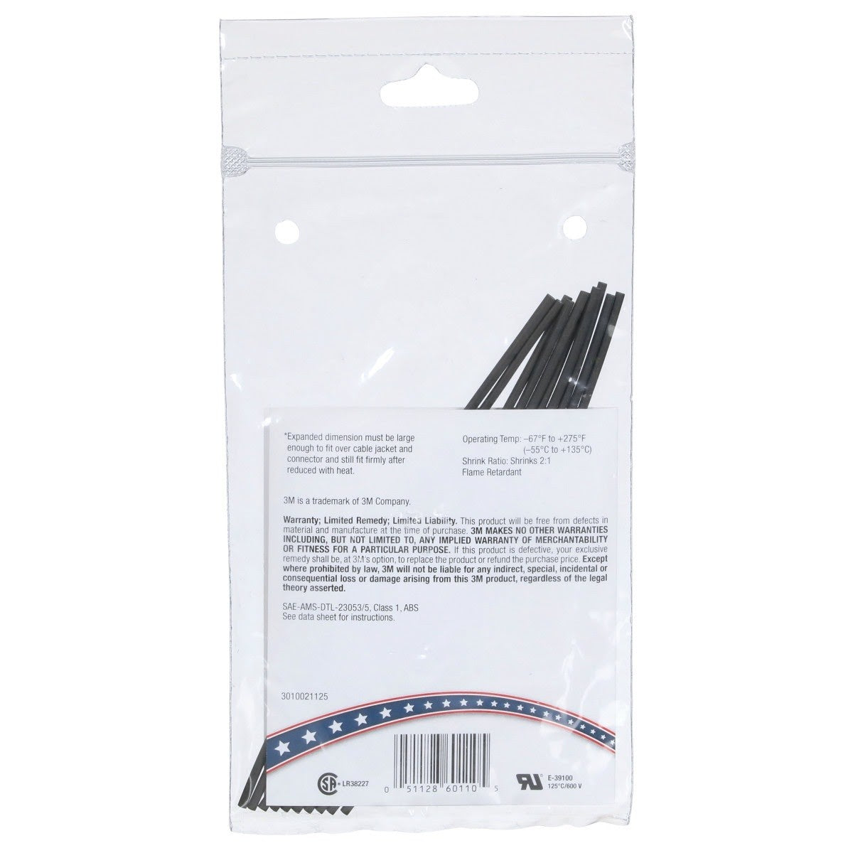 3M FP-301-1/16-6"-Black Heat Shrink Thin-Wall Tubing, 6 in Length (7010398999) (100 Pack) - 9