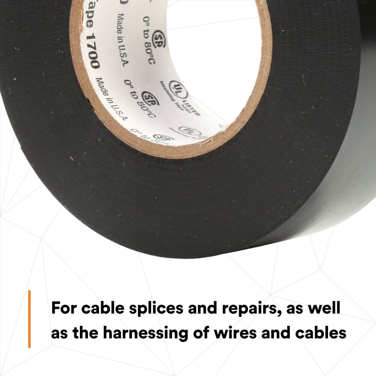 3M 1700-2X36YD-K Temflex Vinyl Electrical Tape 1700, 7 mil, Black, 2 in x 36 yd (7010399125) (25 Pack) - 6