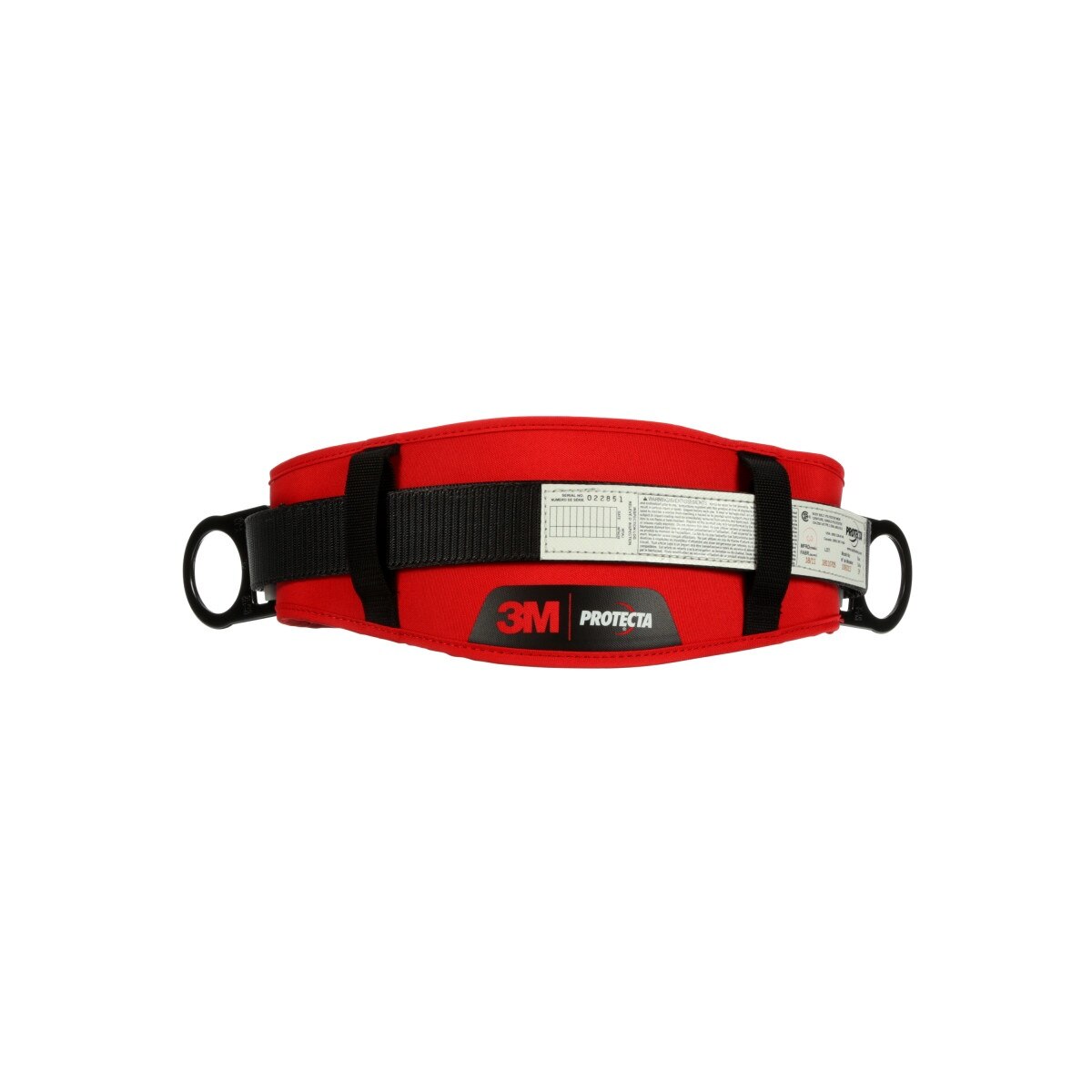 3M 1091013 PROTECTA Tongue Buckle Positioning Belt with Hip Pad, 2 Side D-Rings, Red, Small (7012815160) - 2
