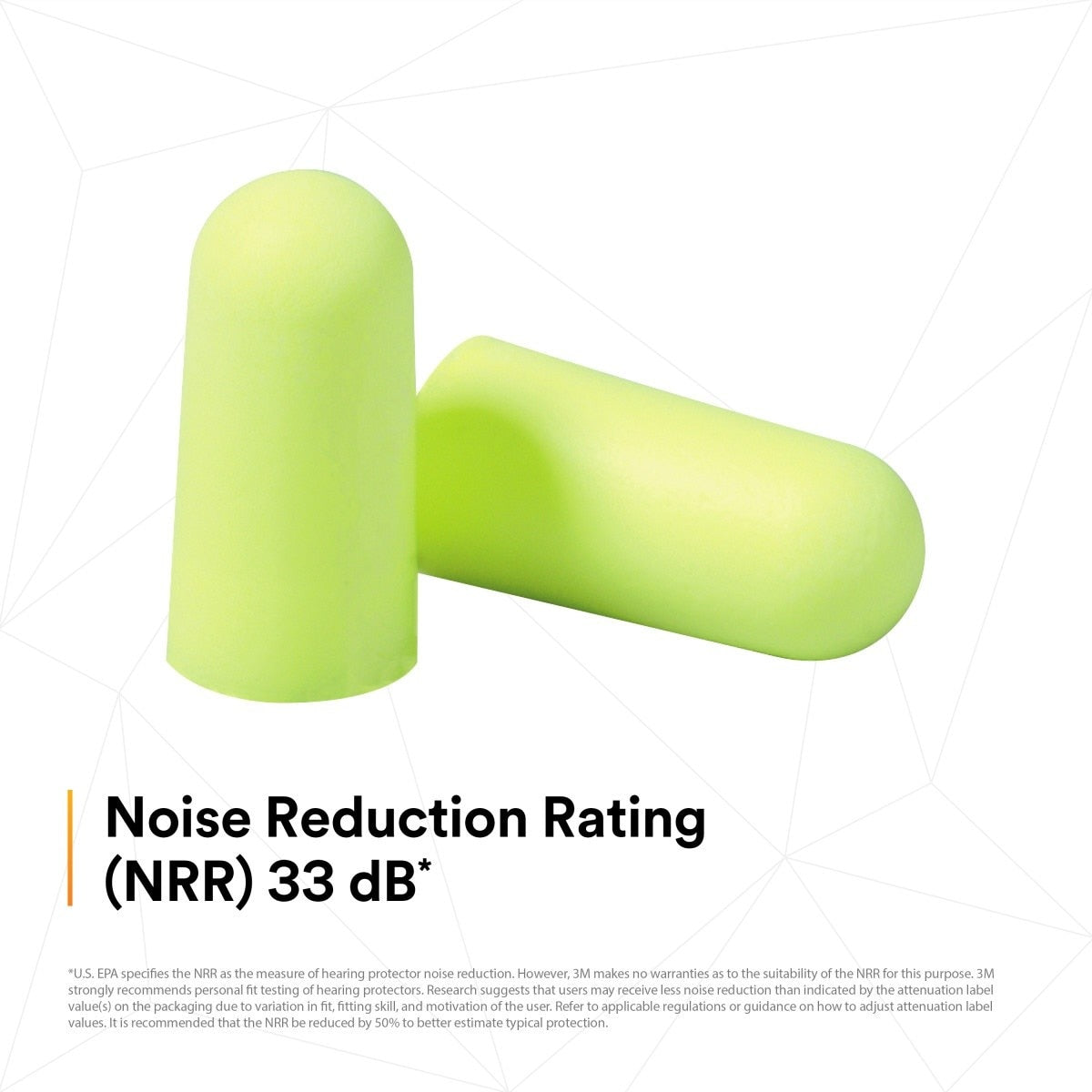3M 391-1005 E-A-R Yellow Foam Disposable Earplugs Refill Bottle, Uncorded, NRR 33 dB, Large (7100001858) (1600 Pack) - 2