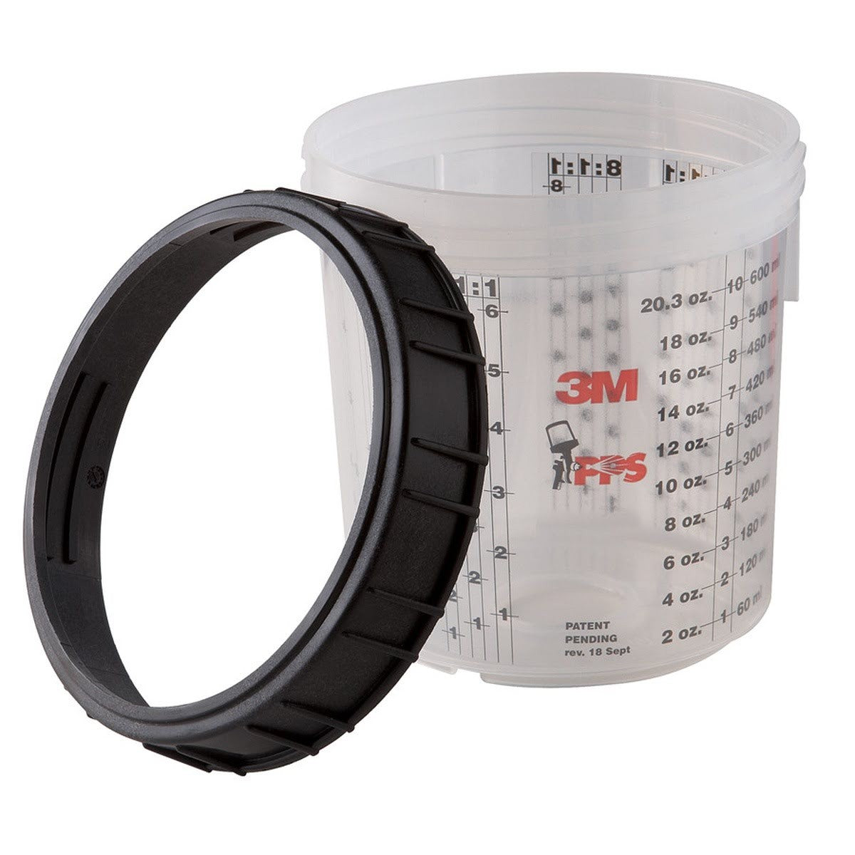 3M 16001 PPS Cup and Collar Set, Original Series, Standard, Transparent, 22 fl oz (7100003286) (8 Pack)