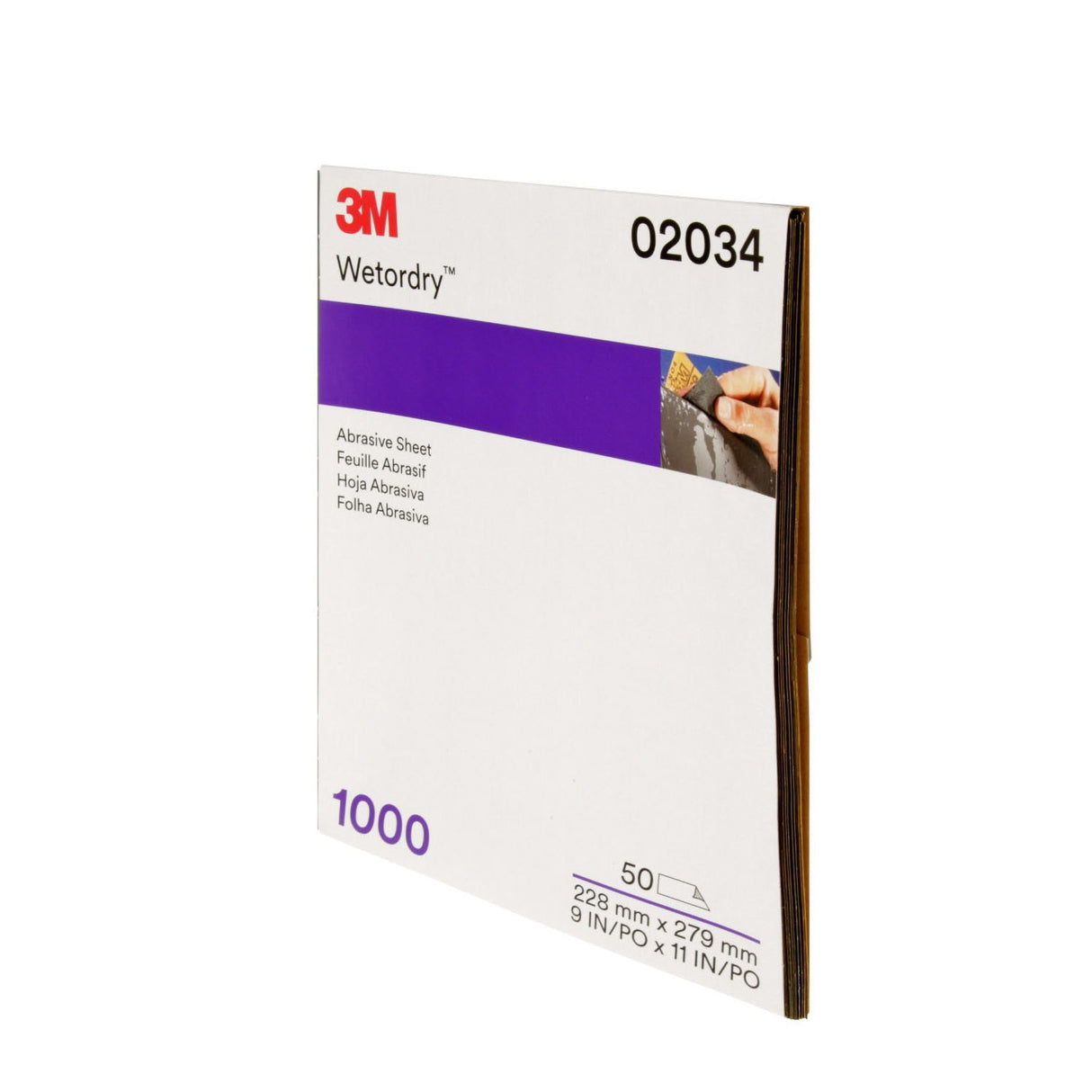 3M 401Q 02034 Wetordry Abrasive Sheet, 1000 Grit Wet/Dry Silicon Carbide Black, 9 in x 11 in (7100003726) (250 Pack) - 4