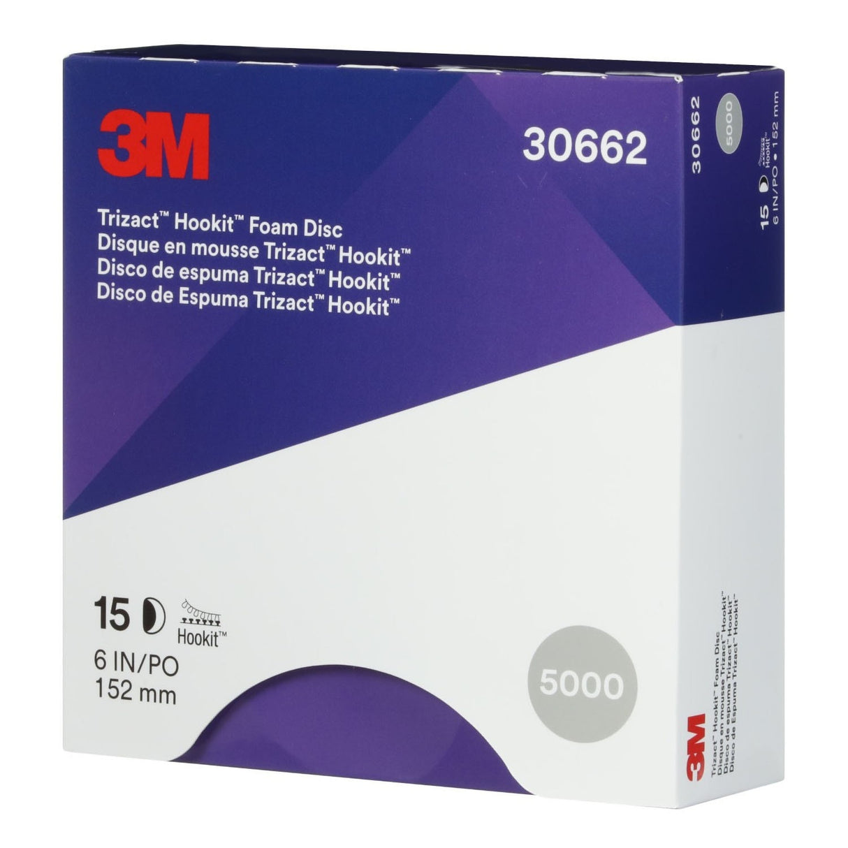 3M 443SA 30662 Trizact Hookit Foam Disc, P5000, Blue, 6 in (7100003887) (60 Pack) - 8