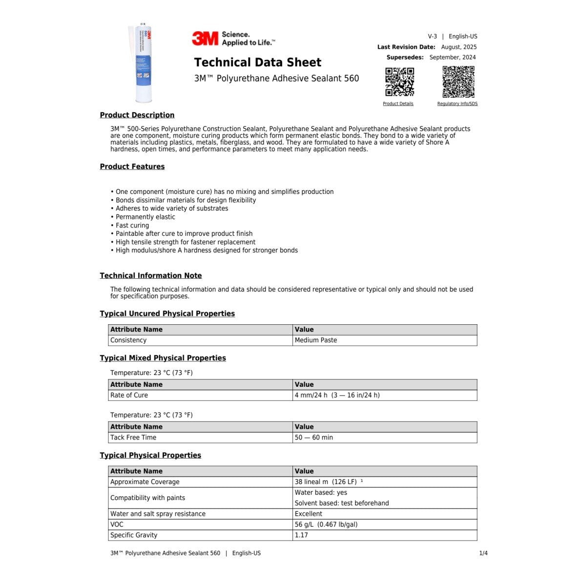 3M 560 Polyurethane Adhesive Sealant, Black, 10.5 oz Cartridge (41597) (7100005901) (12 Pack) - 7