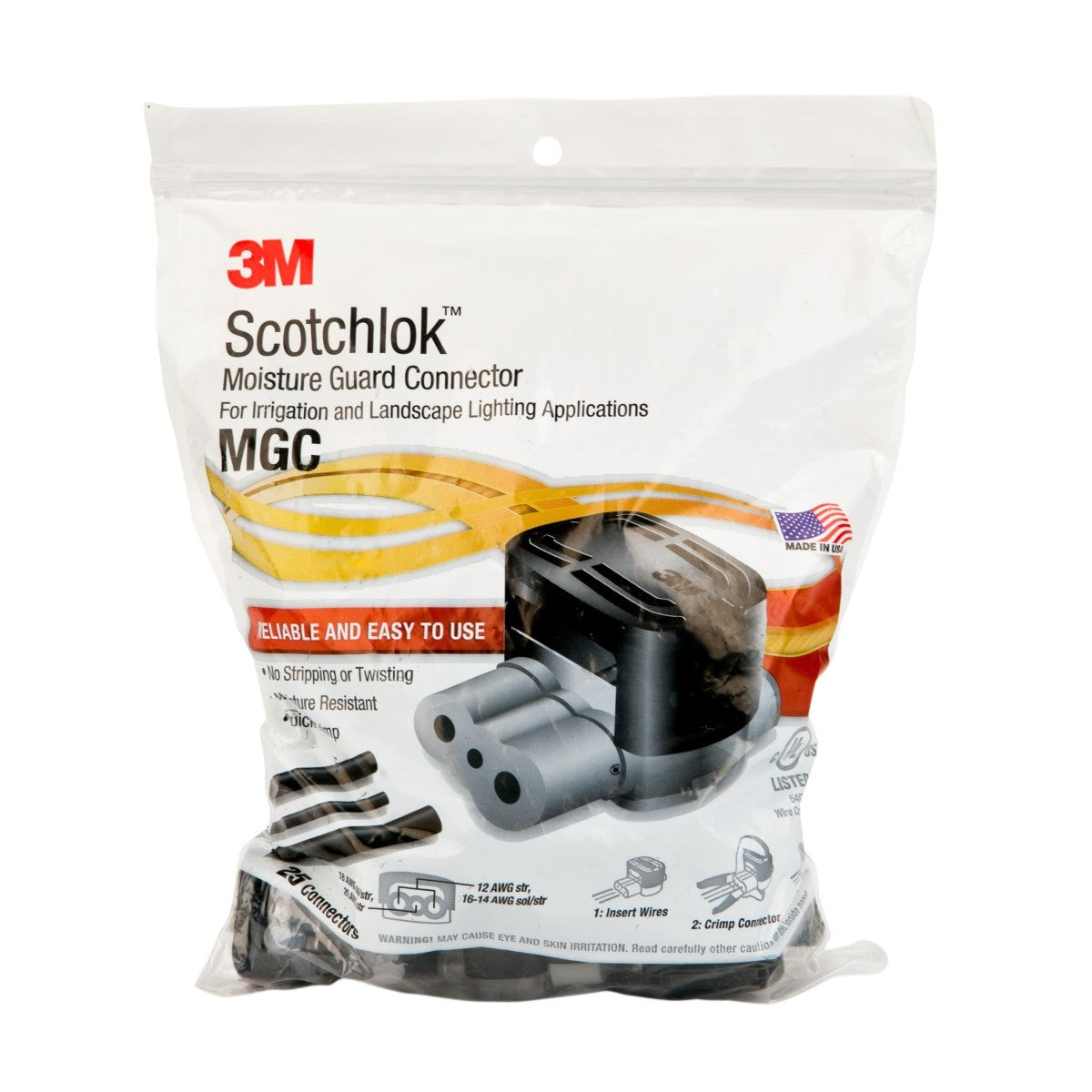 3M MGC-BAG Moisture Guard Connector, Weatherproof UV Resistant Connector for 2-3 Wires, 16-14 AWG Solid/Stranded (7100006290) (250 Pack) - 5
