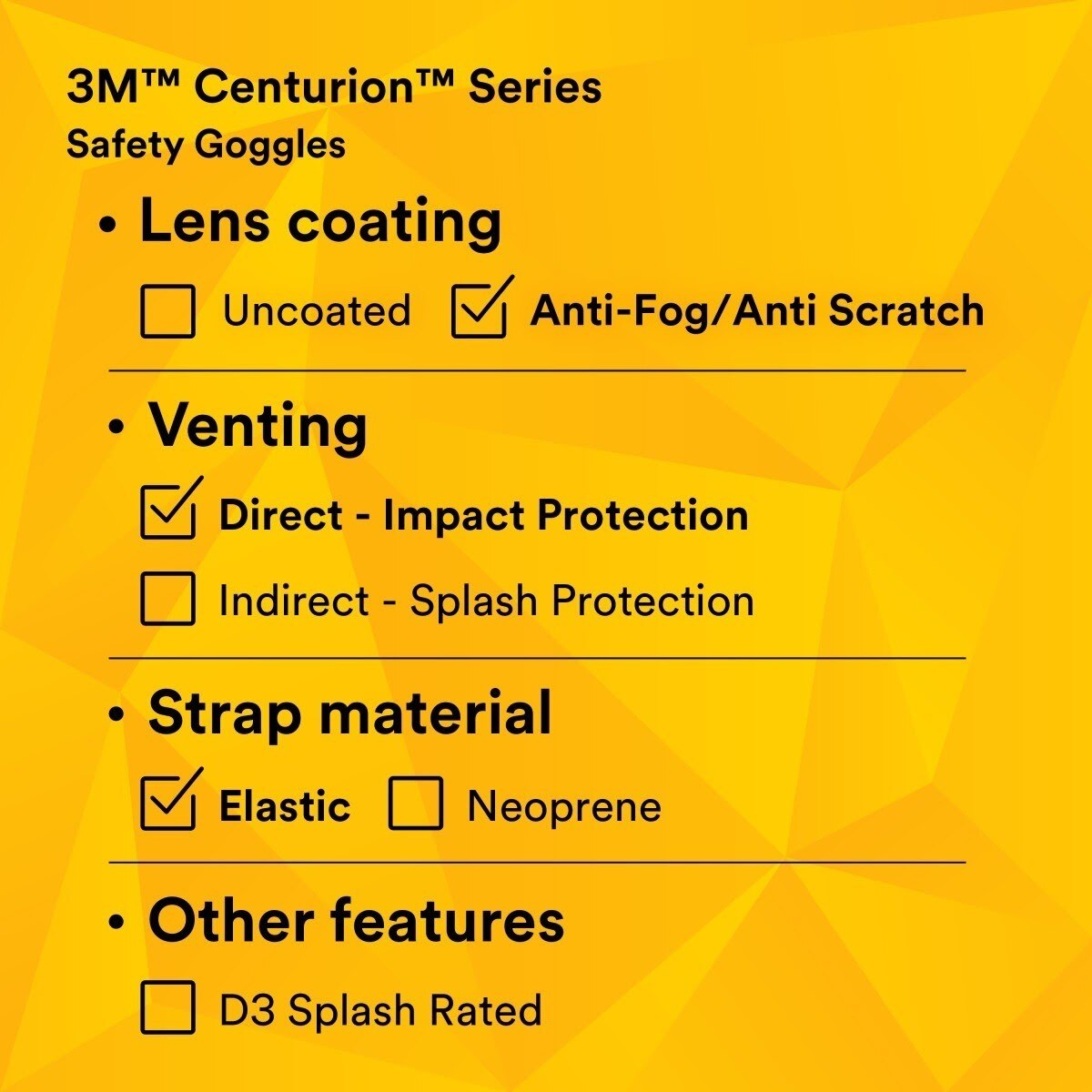 3M 40301-00000-10 Centurion Impact Safety Goggles 452AF, Clear Anti-Fog Lens (7100009575) (10 Pack) - 8