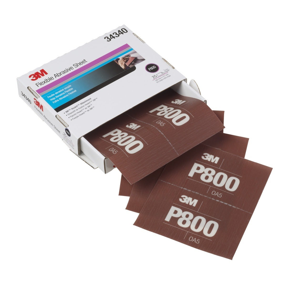 3M 270J 34340 Hookit Flexible Abrasive Hand Sheet, P800, 5.5 in x 6.8 in (7100010567) (125 Pack) - 10