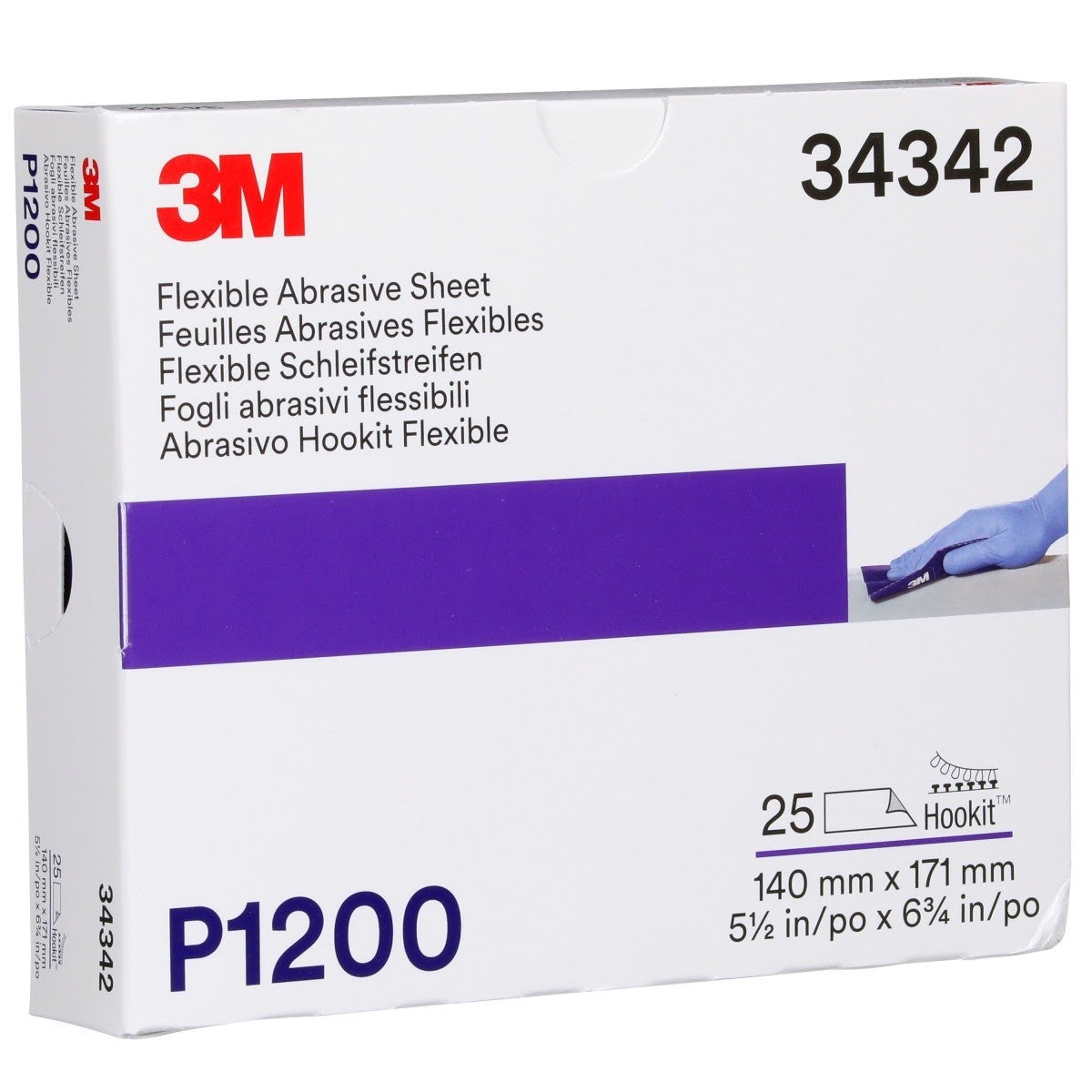 3M 270J 34342 Hookit Flexible Abrasive Sheet, P1200, 5.5 in x 6.8 in (7100010568) (125 Pack) - 2