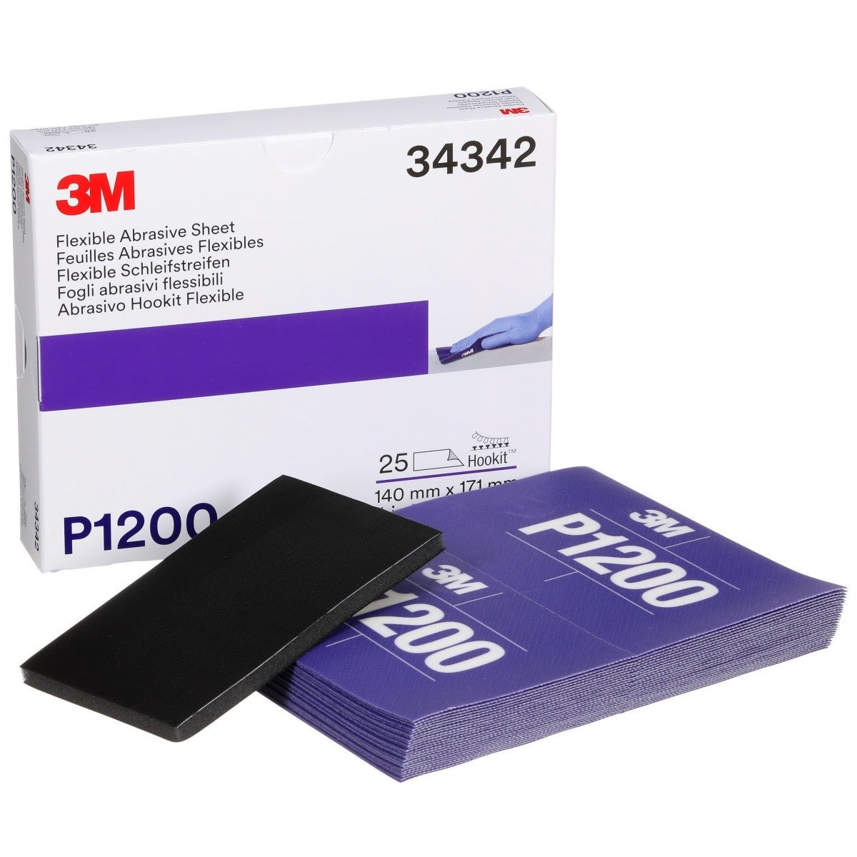 3M 270J 34342 Hookit Flexible Abrasive Sheet, P1200, 5.5 in x 6.8 in (7100010568) (125 Pack) - 3