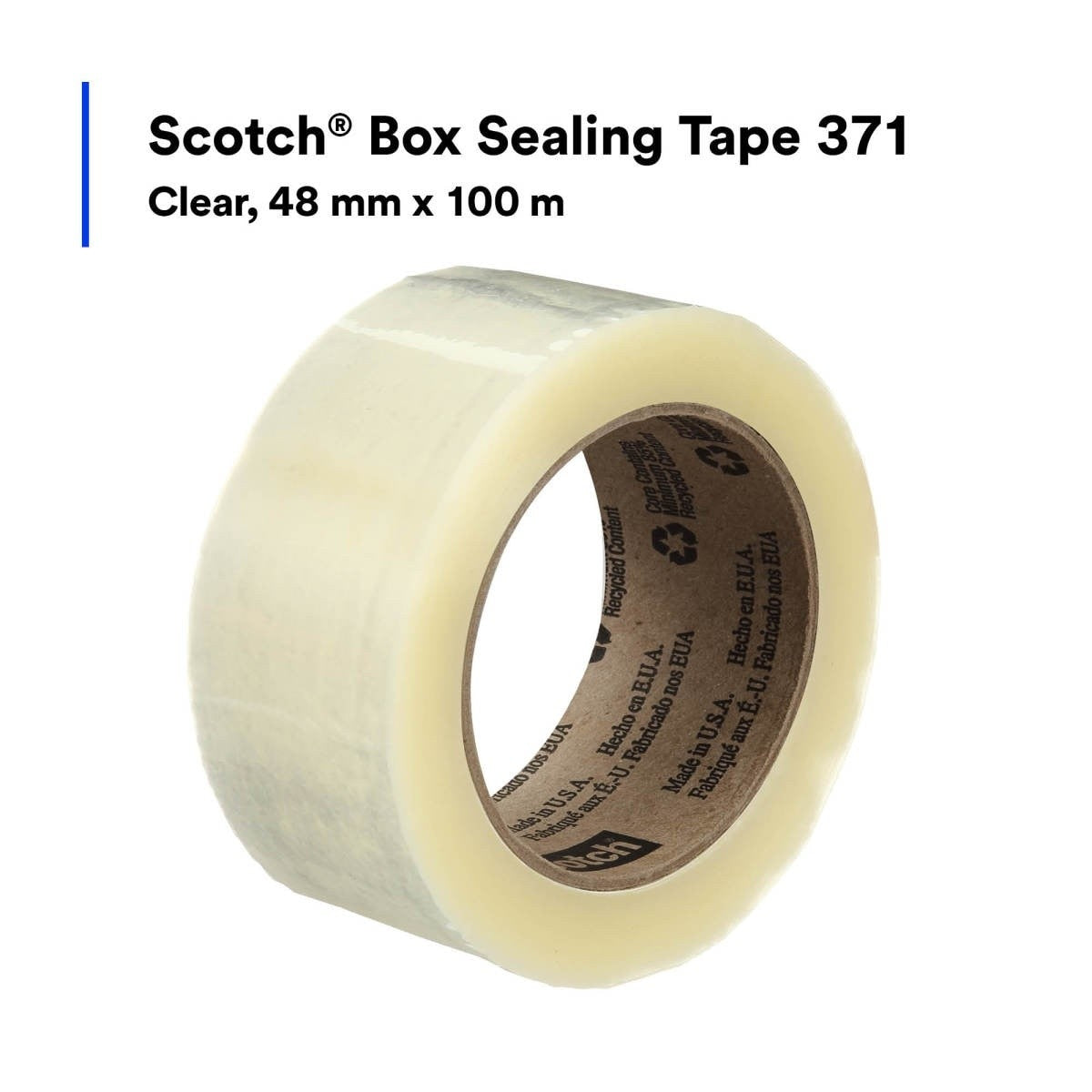 3M 371 Scotch Box Sealing Tape, Industrial Grade Packaging Tape, Clear, 48 mm x 100 m (7100011547) (36 Pack) - 6