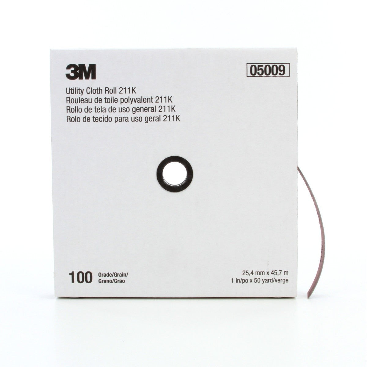3M 211K Utility Cloth Roll, Aluminum Oxide 100 Grit J Weight Gray, 1 in x 50 yd, Full-flex (7100016843) (5 Pack)