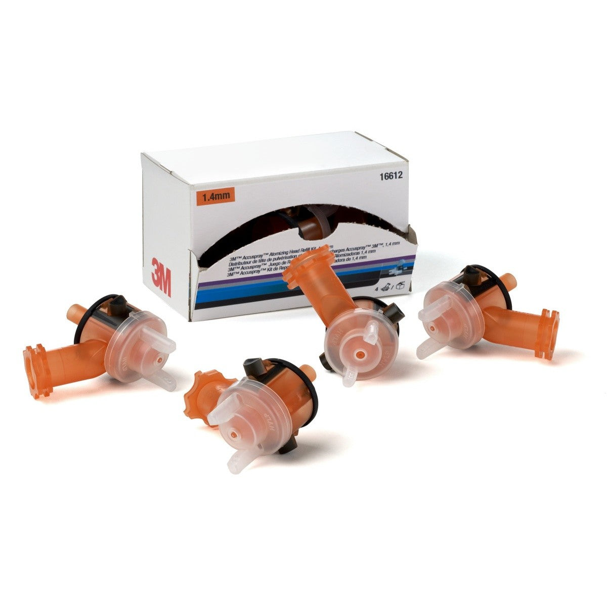 3M Accuspray Atomizing Head, Orange, 1.4 mm (16612) (7100017731) (4 Pieces) (6 Pack)