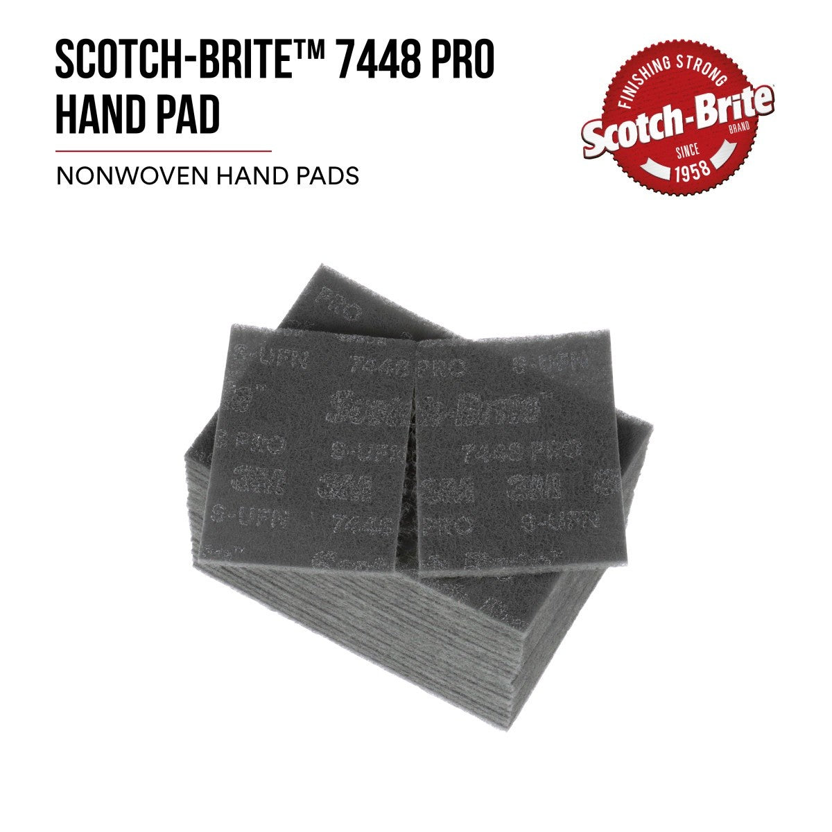 3M PO-HP 7448 Scotch-Brite Hand Pad, SiC Ultra Fine, Gray, 6 in x 9 in (7100023340) (20 Pack) - 8