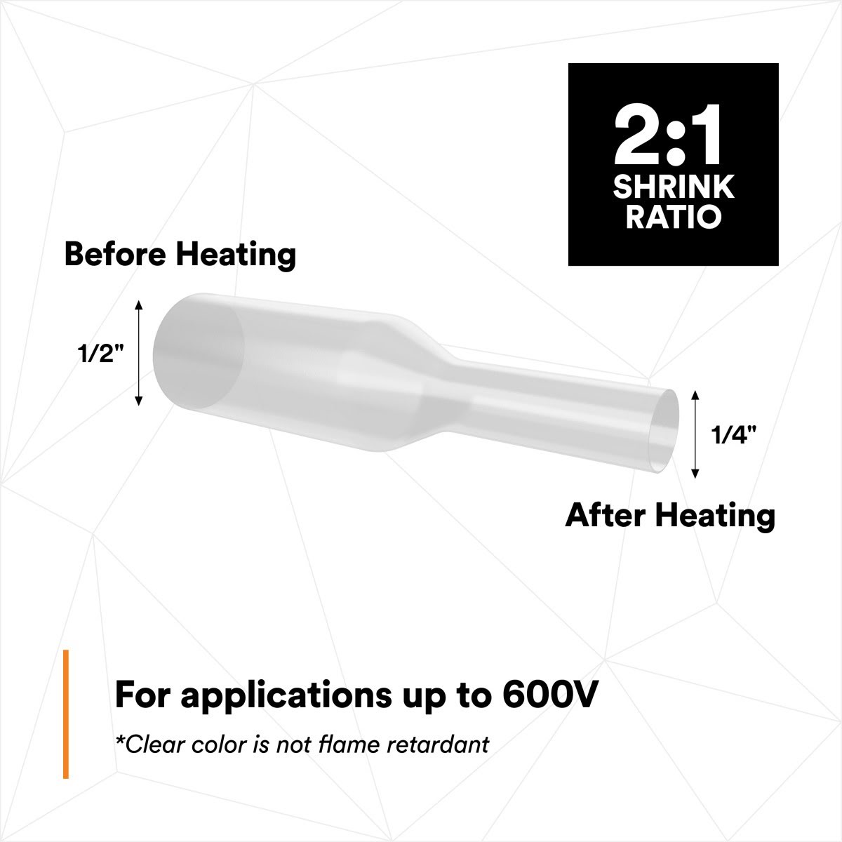 3M FP0.500CR100'S Heat Shrink Thin Wall Tubing FP-301, Clear, 2:1, 1/2 in x 100 ft Roll (7100025556) (3 Pack) - 10