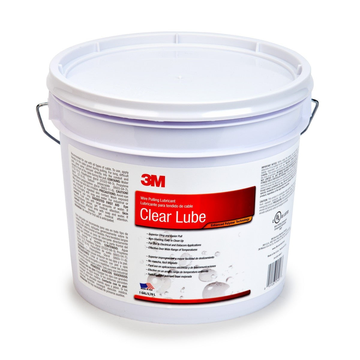 3M Clear Wire Pulling Lubricant Gel, Transparent, 1 gal Drum (WLC-1) (7100027865) (4 Pack)