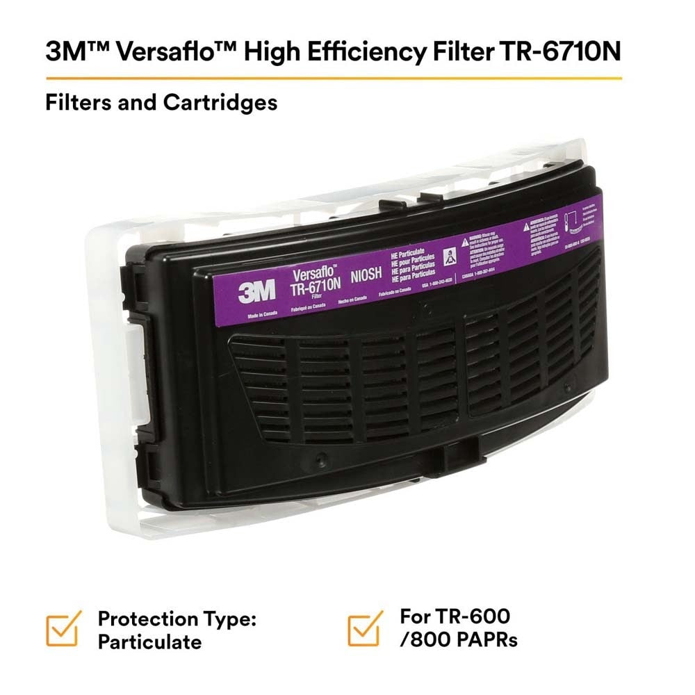 3M TR-6710N-5 Versaflo High Efficiency Filter / 37357(AAD), for TR-600 PAPR (7100028247) (5 Pack) - 7