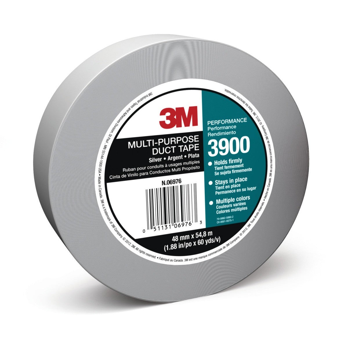 3M 3900 Multi-Purpose Duct Tape, Silver, 48 mm x 54.8 m, 7.6 mil, Rubber Adhesive, Water Resistant, Conveniently Packaged (7100029108) (24 Pack) - 2