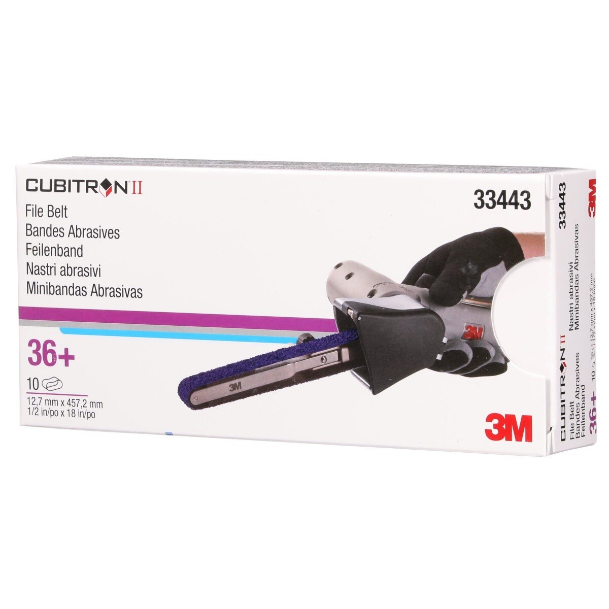 3M 786F 33443 Cubitron II File Belt, 36+ Grit, Purple, 1/2 in x 18 in, Spot Weld Removal (7100033184) (50 Pack) - 7