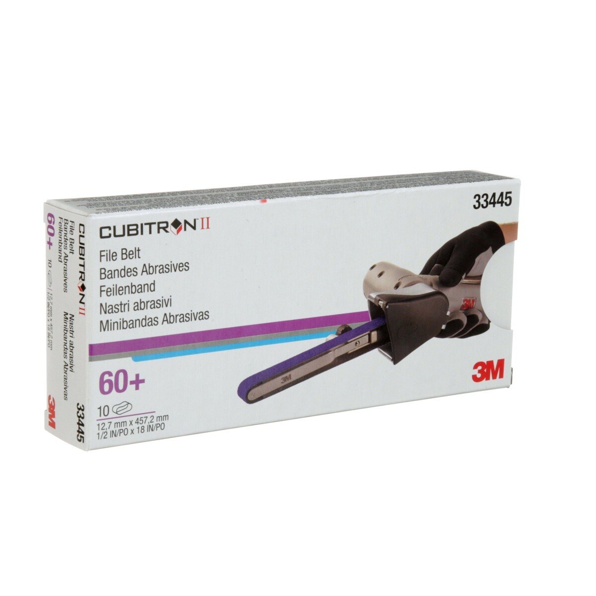 3M 786F 33445 Cubitron II File Belt, 60+ Grit, Purple, 1/2 in x 18 in, Spot Weld Removal (7100033185) (10 Pack) - 9