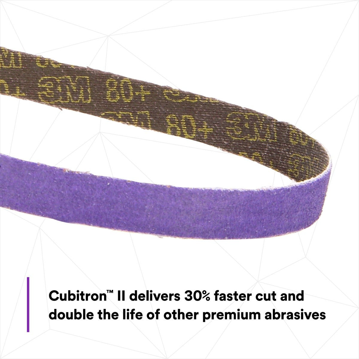 3M 33446 Cubitron II File Belt, 80+ Grit, Purple, 1/2 in x 18 in, Spot Weld Removal (7100033186) (10 Pack) - 3