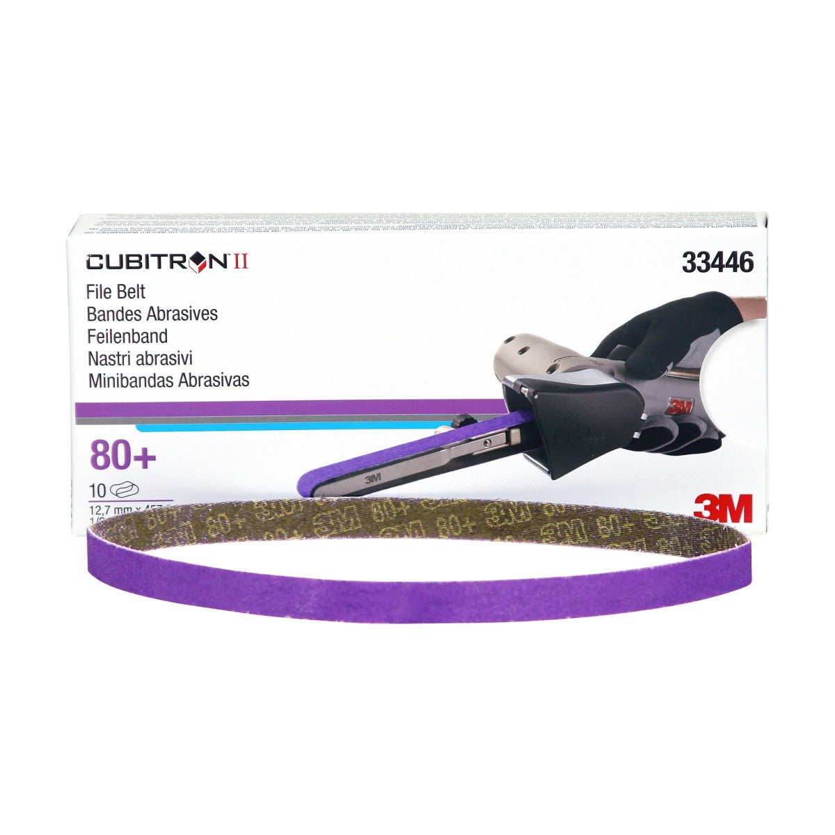 3M 33446 Cubitron II File Belt, 80+ Grit, Purple, 1/2 in x 18 in, Spot Weld Removal (7100033186) (10 Pack) - 8