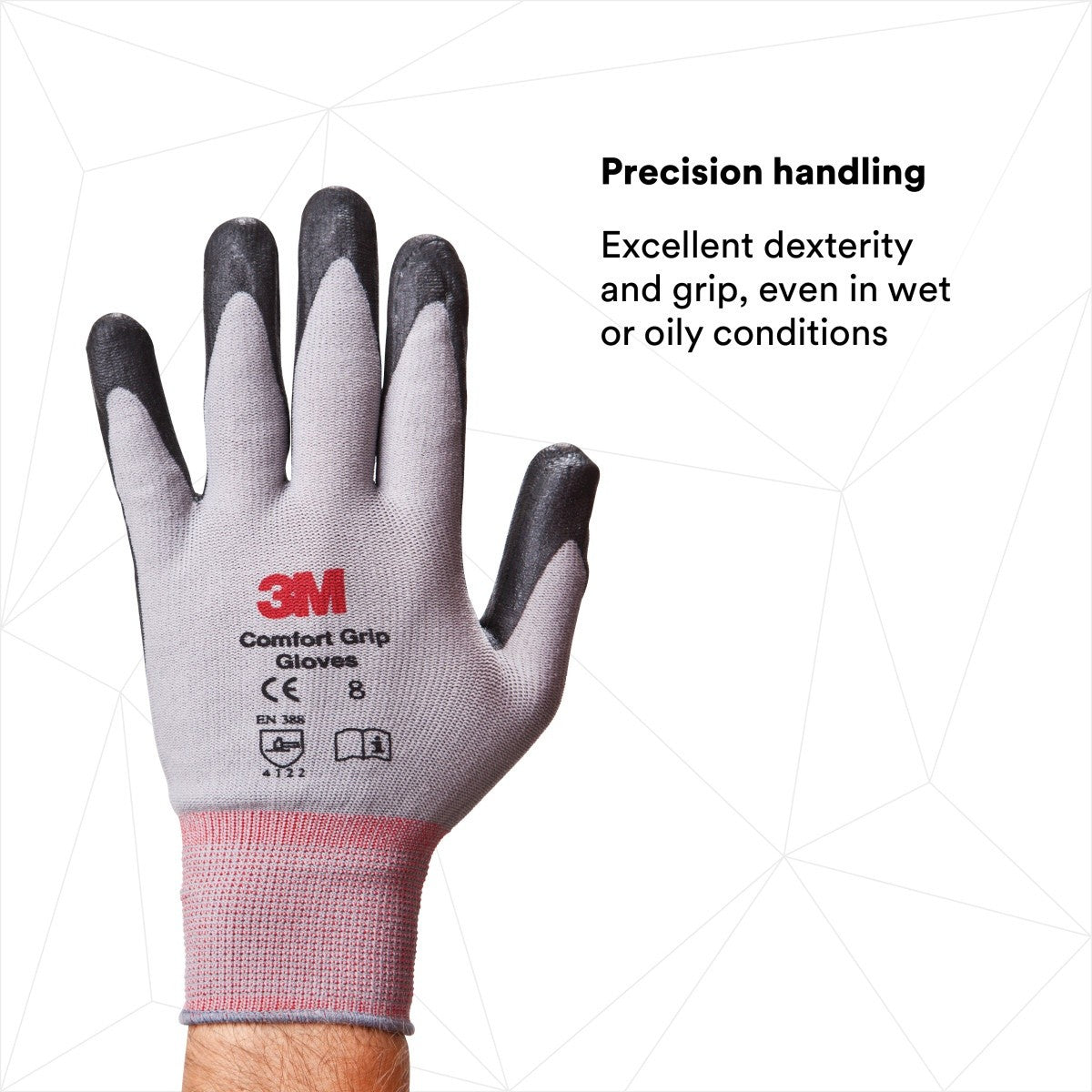 3M CGL-GU General Use Work Glove, Nitrile Palm Coating, Washable, Knit Wrist Cuff, Gray, Large (7100034911) (1 Pair) (6 Pack) - 5
