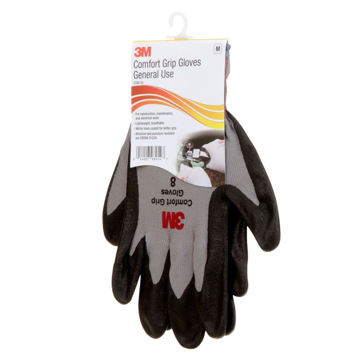 3M CGM-GU Comfort Grip General Use Work Gloves, Nitrile Palm Coating, Gray, Medium (7100034912) (1 Pair) - 4